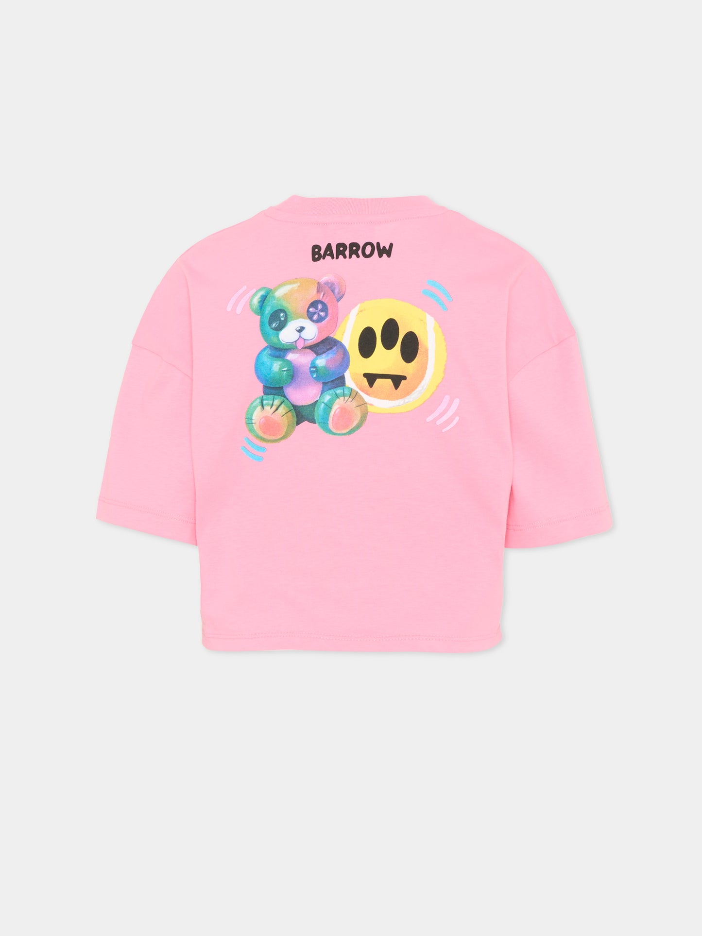 T-Shirt rosa per bambina con stampa,Barrow,S6BKJGTH140 BW311