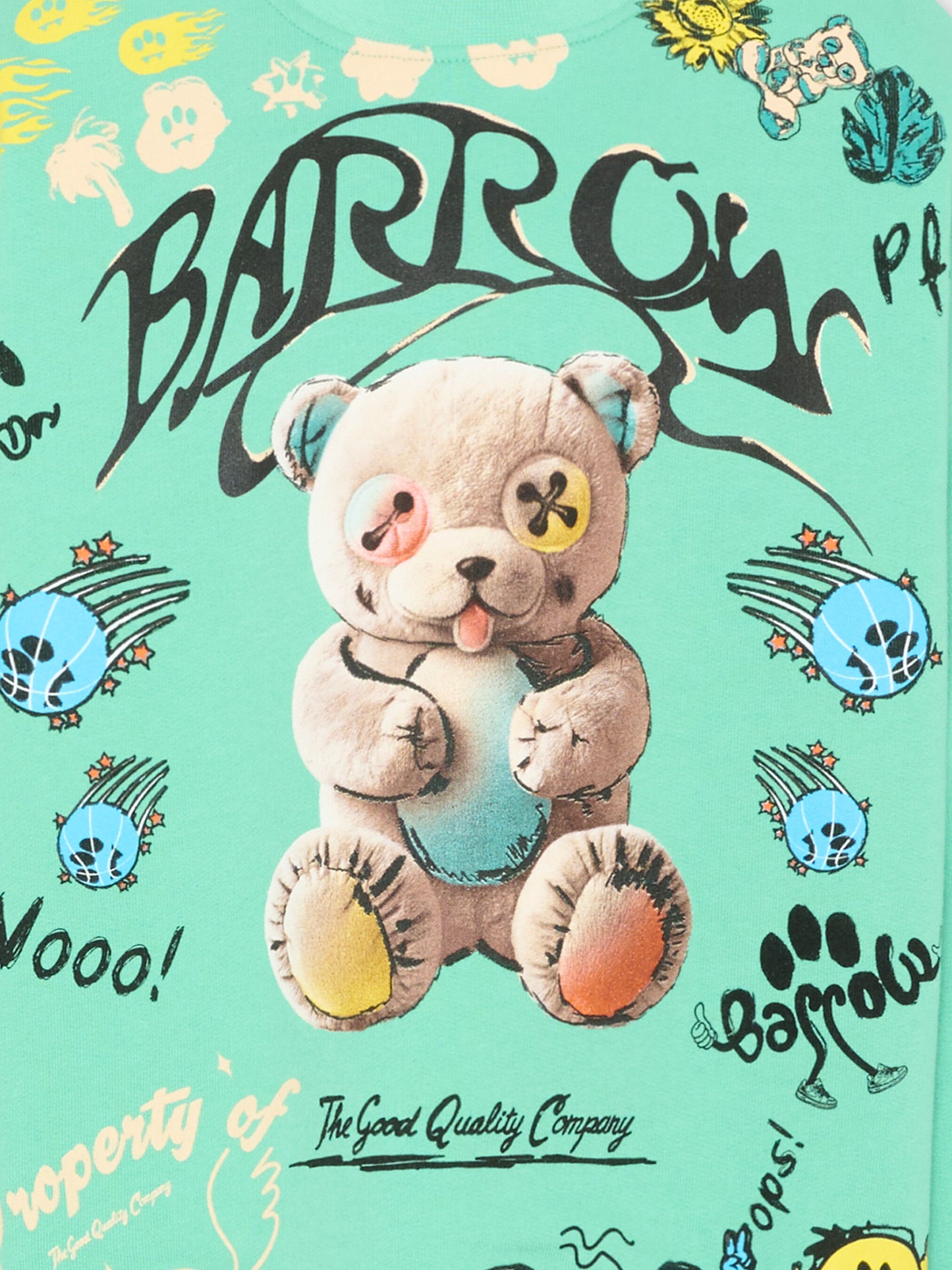 Felpa verde per bambini con stampa orsetto,Barrow,S6BKJUSW078 087