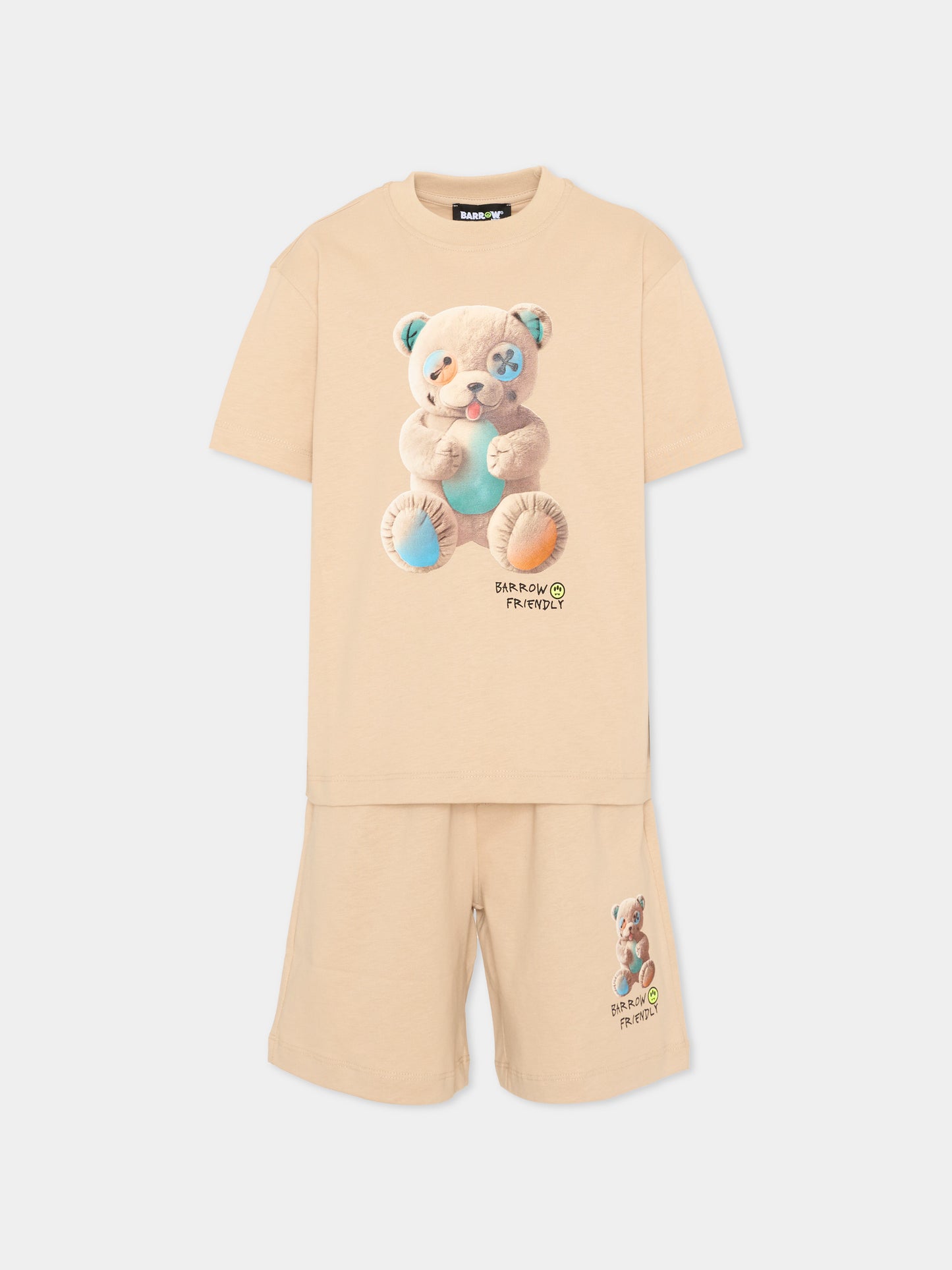 Completo sportivo beige per bambino con orsetto,Barrow,S6BKJUTB101 092