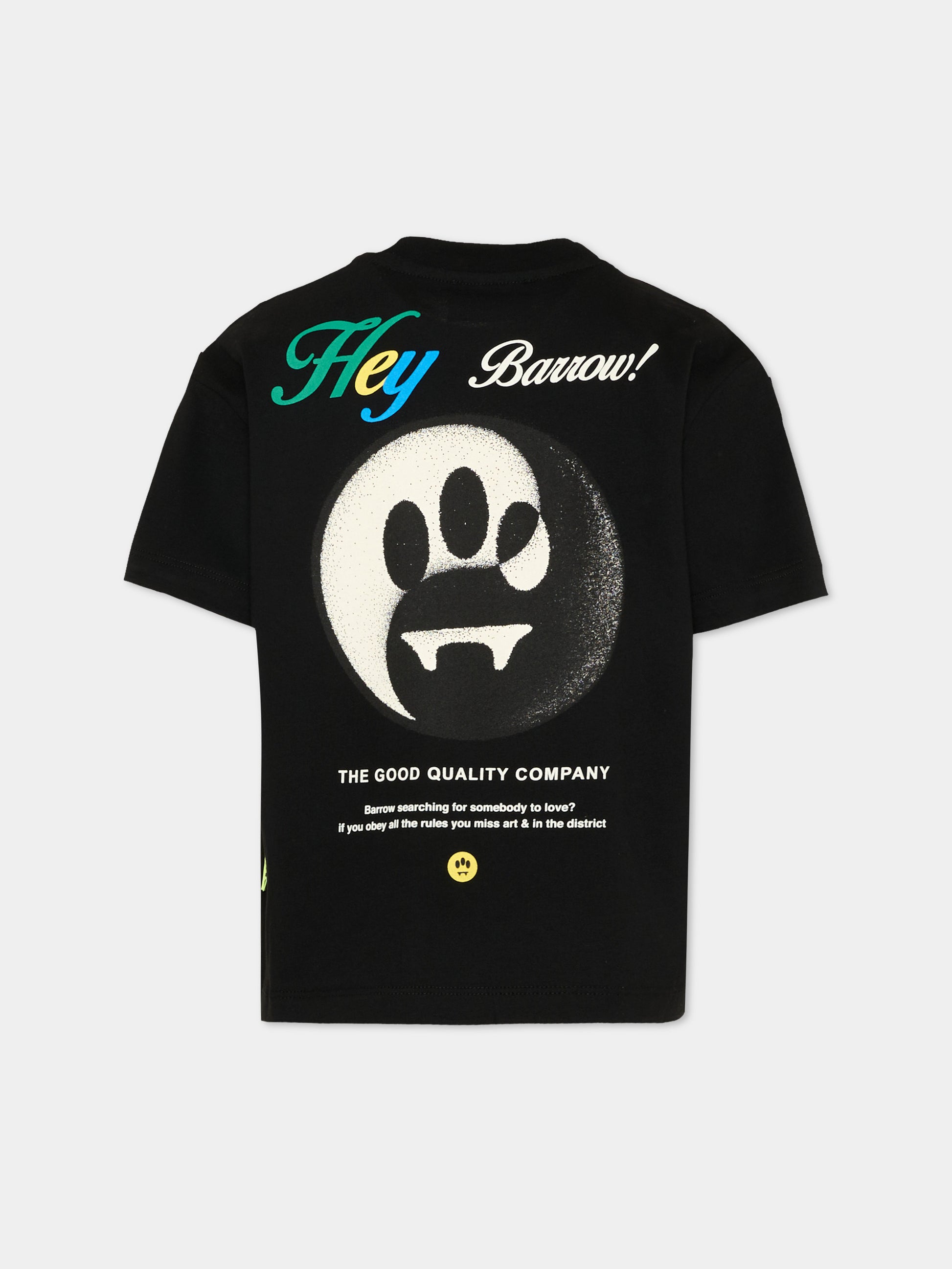 T-Shirt nera per bambino con stampa logo,Barrow,S6BKJUTH062 110