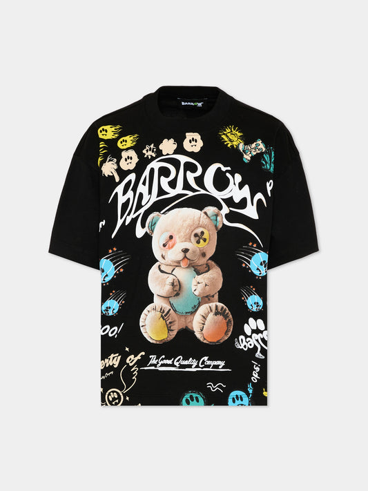 T-Shirt nera Barrow per bambini con stampa,Barrow,S6BKJUTH076 110