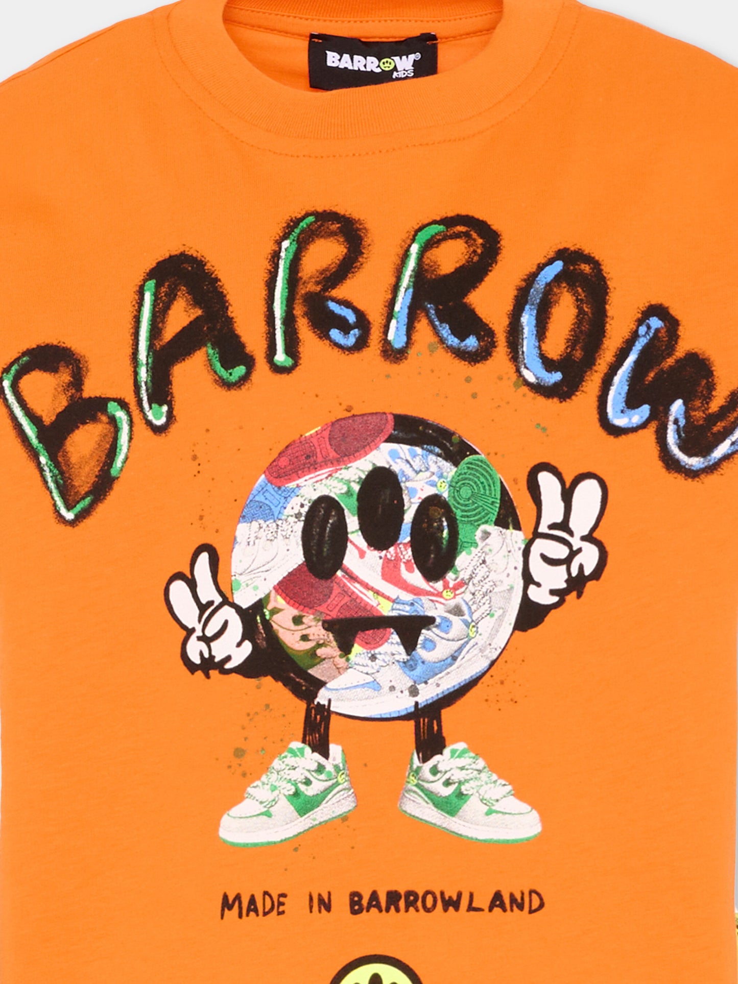 T-Shirt arancione per bambino con logo,Barrow,S6BKJUTH094 BW315