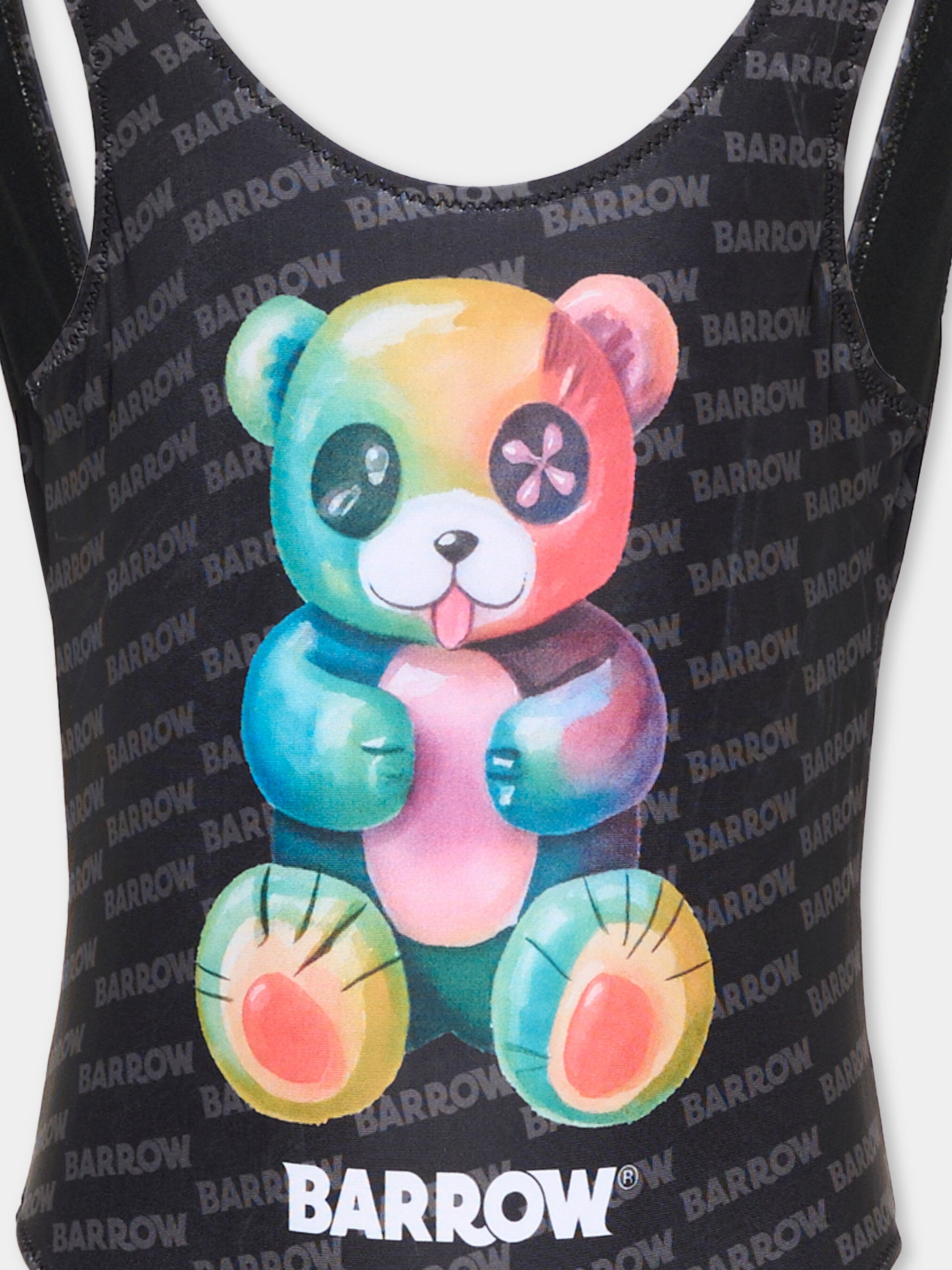 Costume intero nero per bambina con orsetto,Barrow,S6BKJGSM236 110