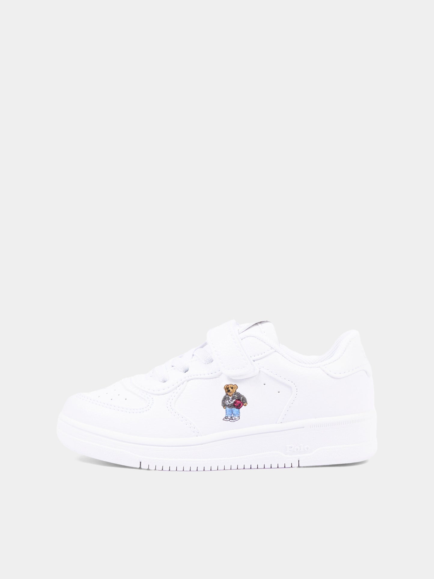 Sneakers bianche per bambini con Polo Bear,Ralph Lauren Kids,RL05004101
