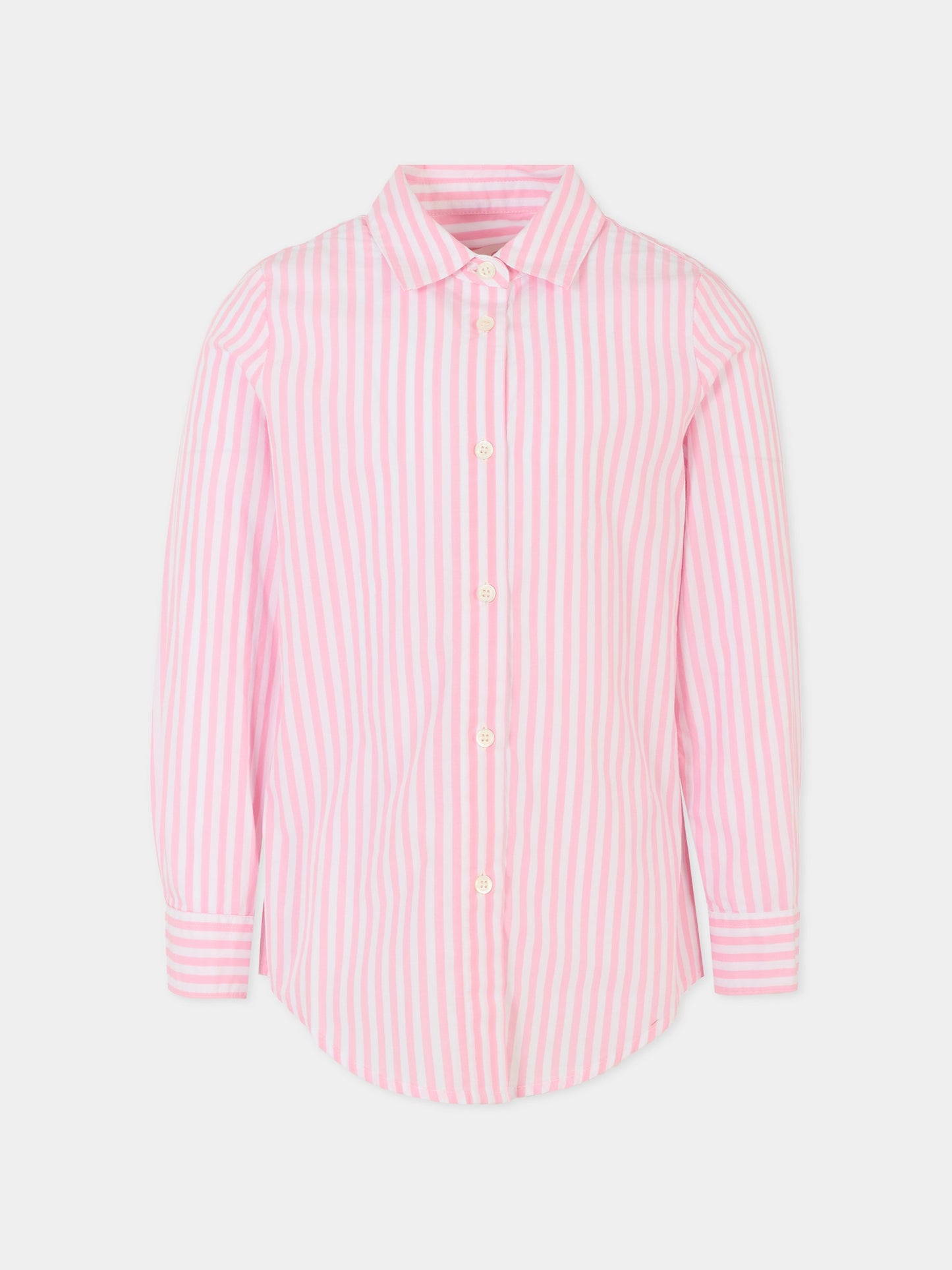 Camicia rosa per bambina con logo verde,Mc2 Saint Barth,BRIG003 03863H