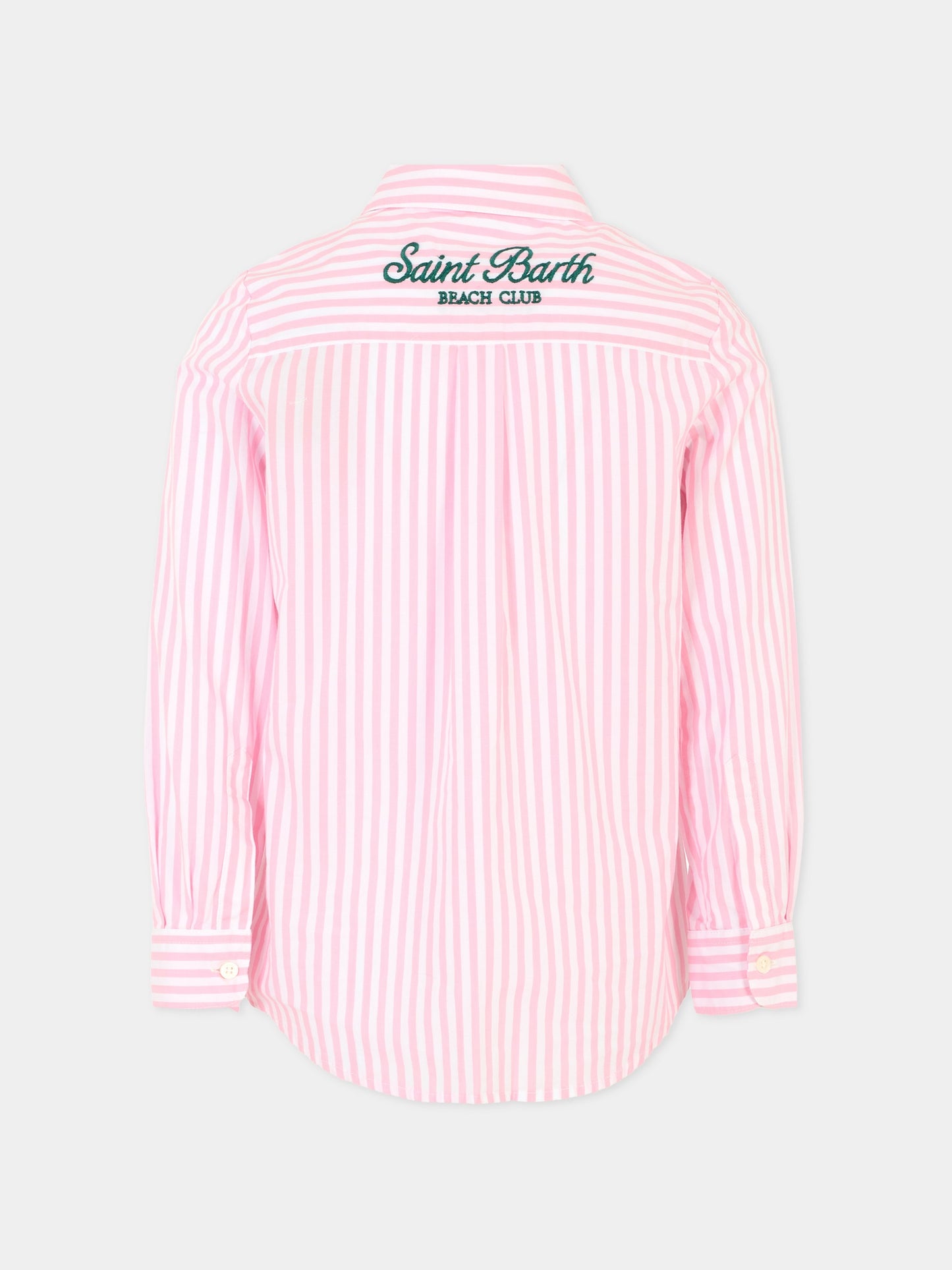 Camicia rosa per bambina con logo verde,Mc2 Saint Barth,BRIG003 03863H
