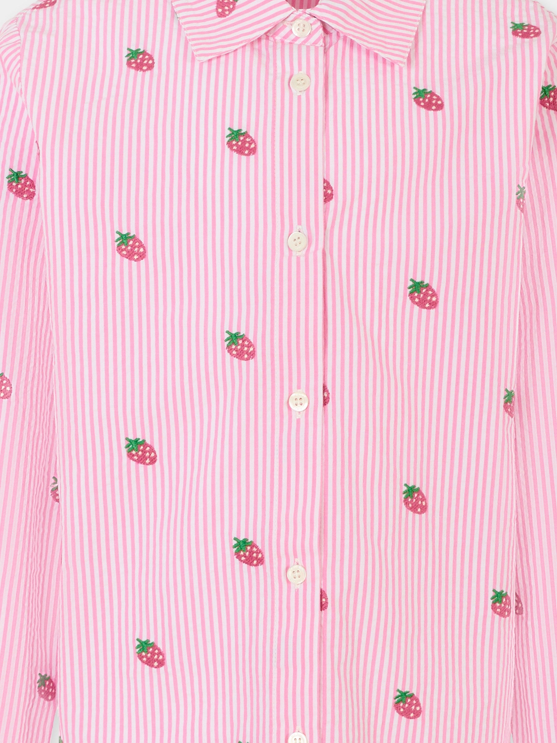 Camicia rosa per bambina con fragole,Mc2 Saint Barth,BRIG003 01430H
