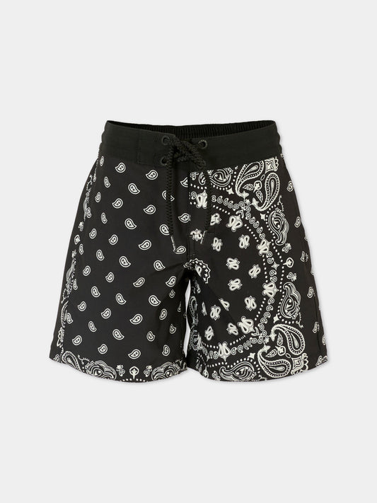 Boxer mare nero per bambino con stampa bandana,Mc2 Saint Barth,COM0003 01701H