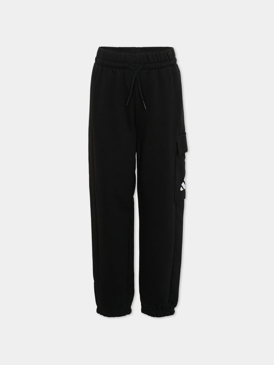 Pantaloni sportivi neri per bambini con logo,Adidas,JC9754