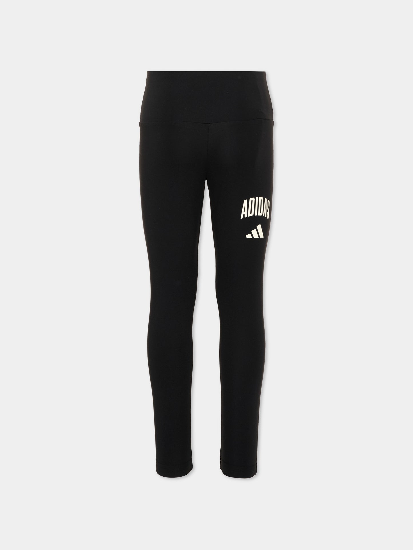 Leggings neri per bambina con logo,Adidas,KC4602