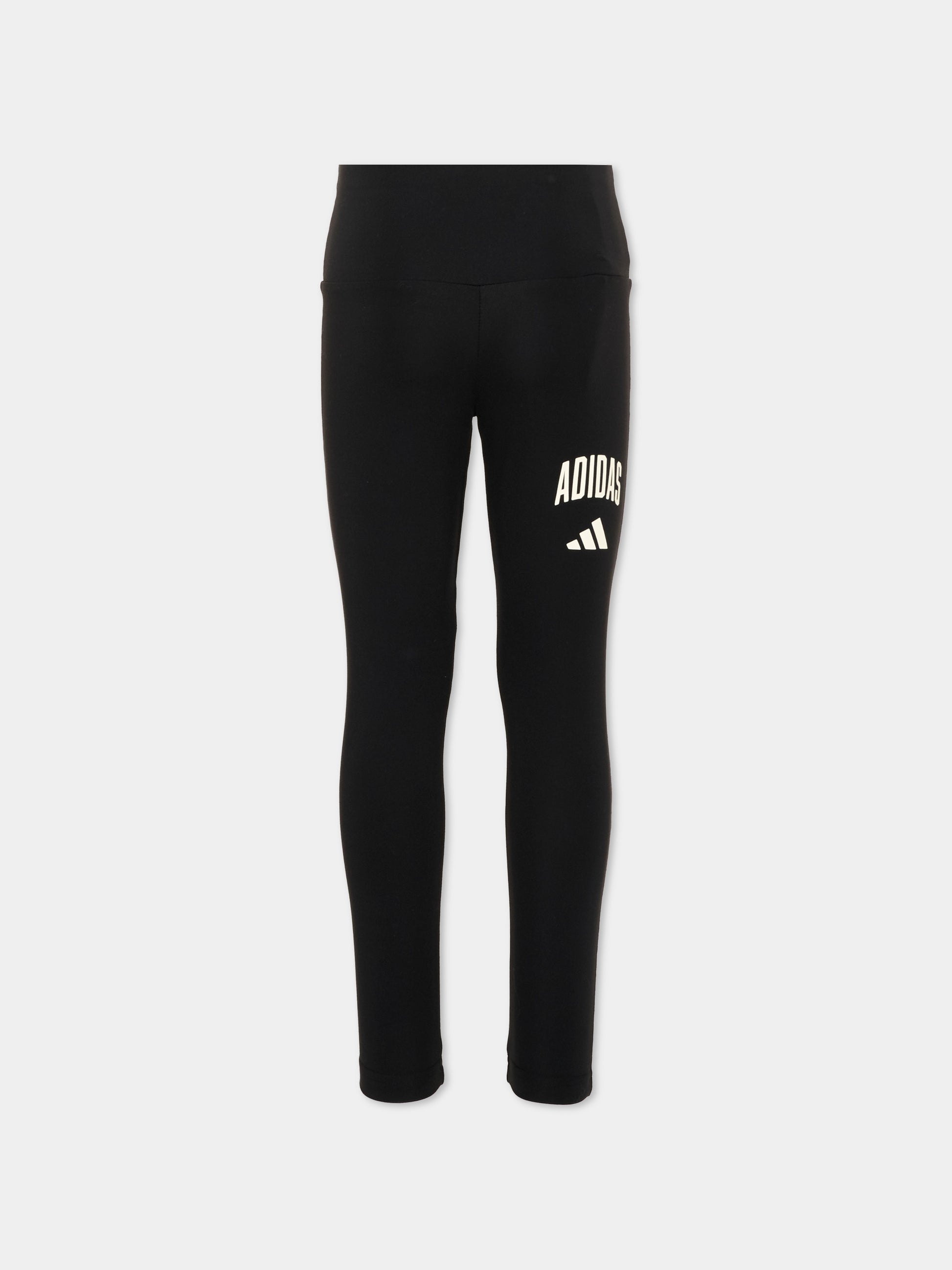 Leggings neri per bambina con logo,Adidas,KC4602