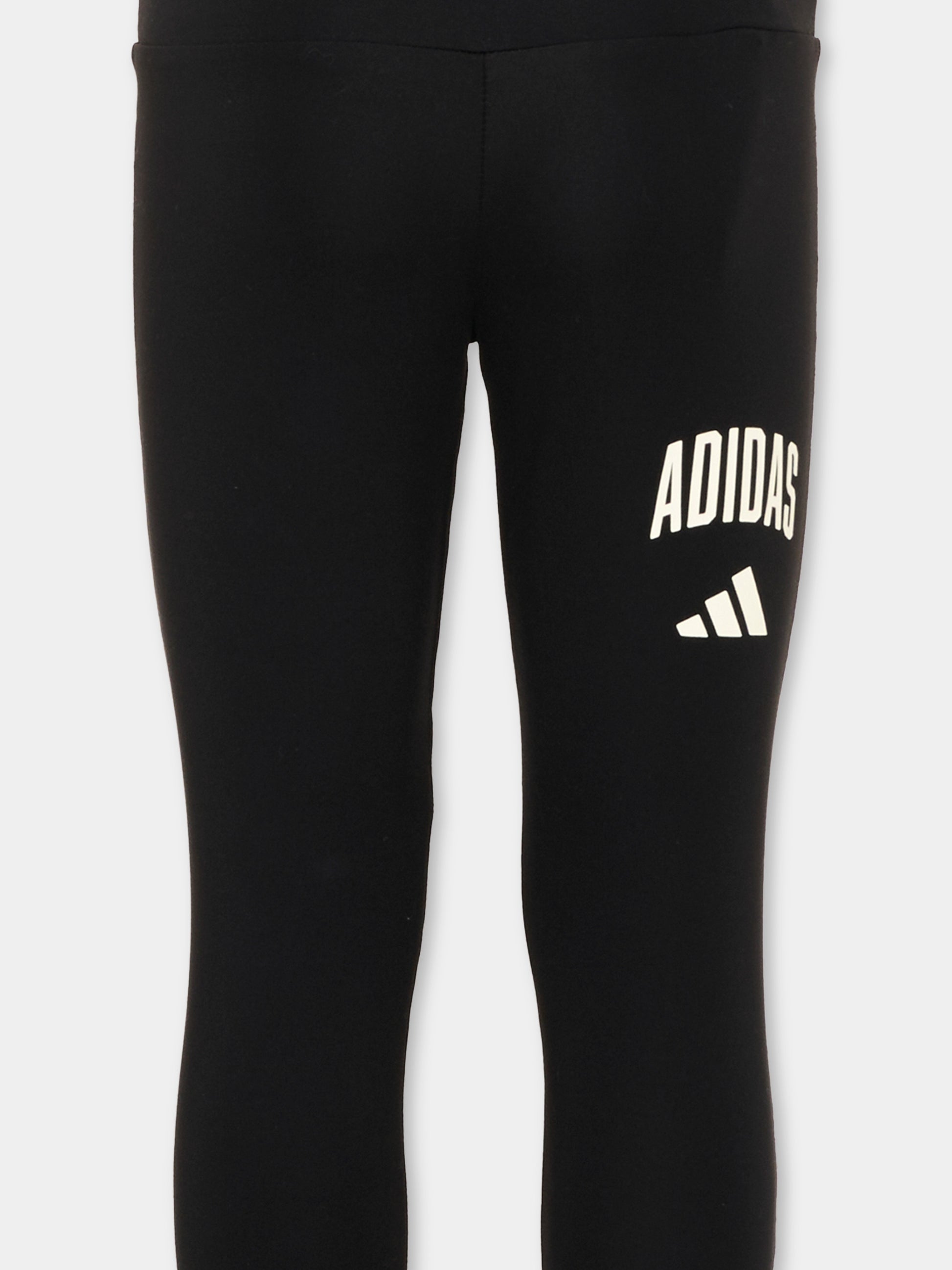 Leggings neri per bambina con logo,Adidas,KC4602