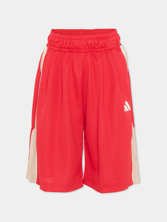Shorts sportivi rossi per bambino con logo,Adidas,KD3409