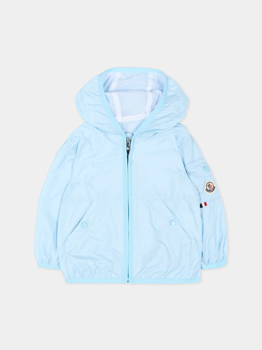Giacca a vento celeste Songu per neonato con logo,Moncler Kids,L1951 1A00016 53A5E 711