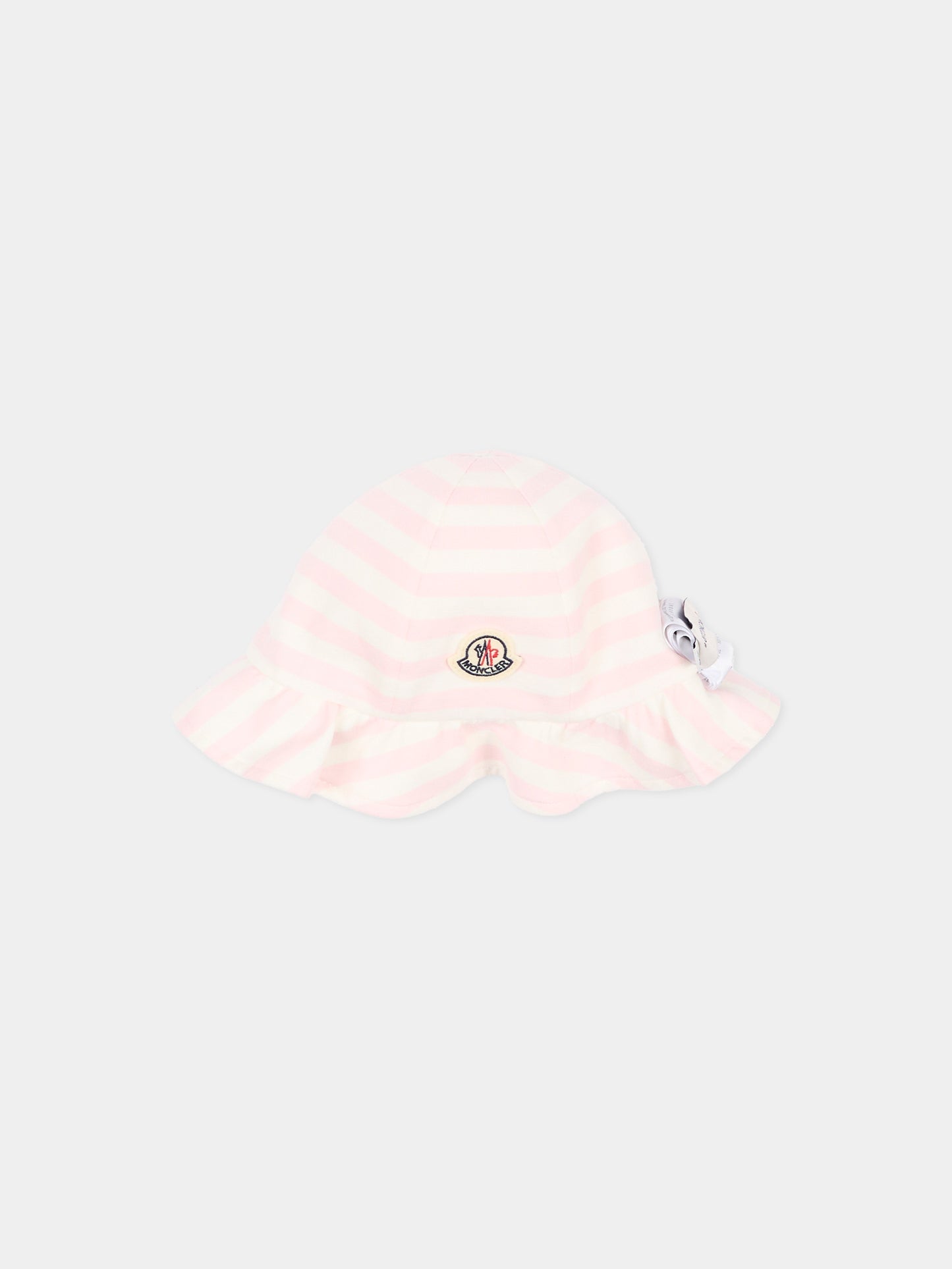 Cloche rosa per neonata reversibile con logo,Moncler Kids,L1951 3B00007 M9773 P05