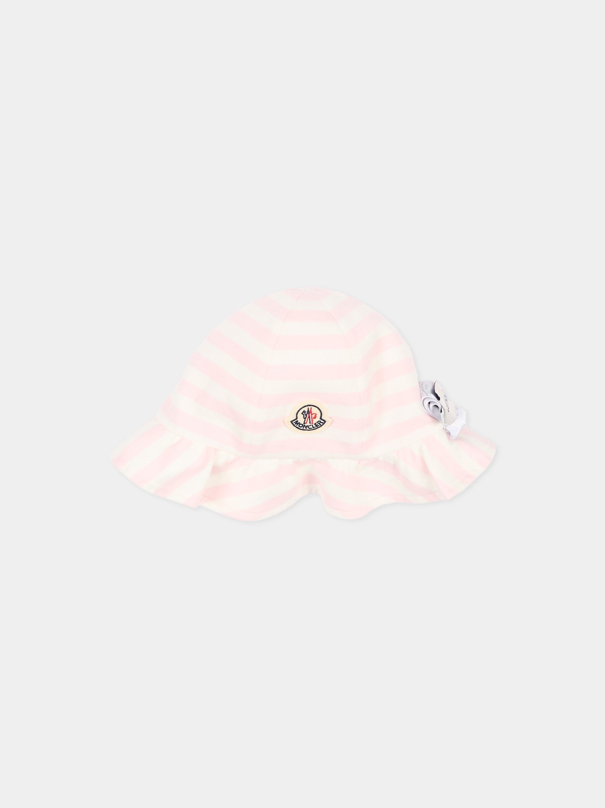 Cloche rosa per neonata reversibile con logo,Moncler Kids,L1951 3B00007 M9773 P05