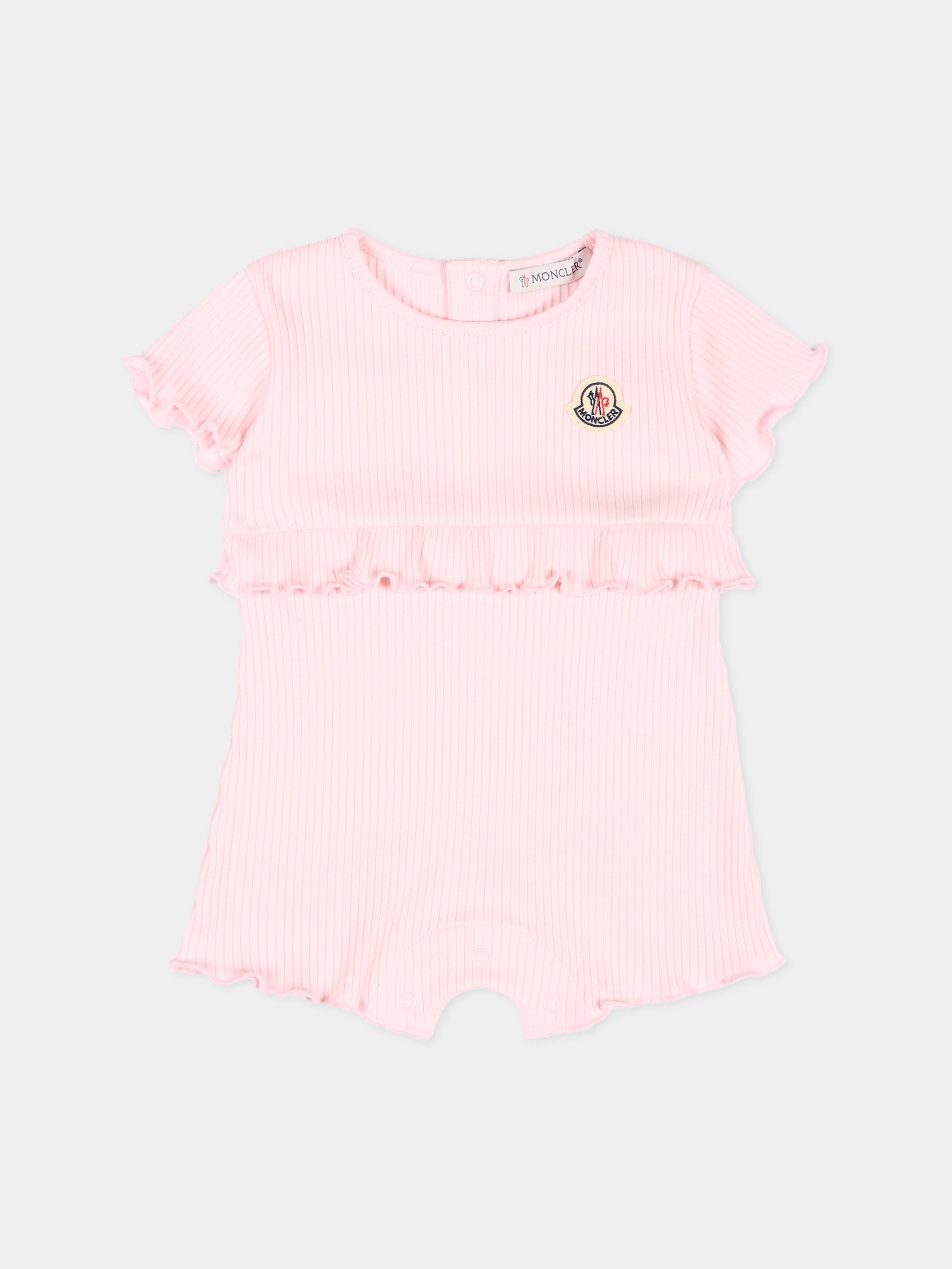 Pagliaccetto rosa per neonata con logo,Moncler Kids,L1951 8L00005 89B0C 505