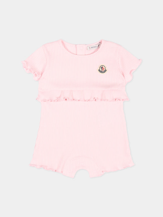 Pagliaccetto rosa per neonata con logo,Moncler Kids,L1951 8L00005 89B0C 505