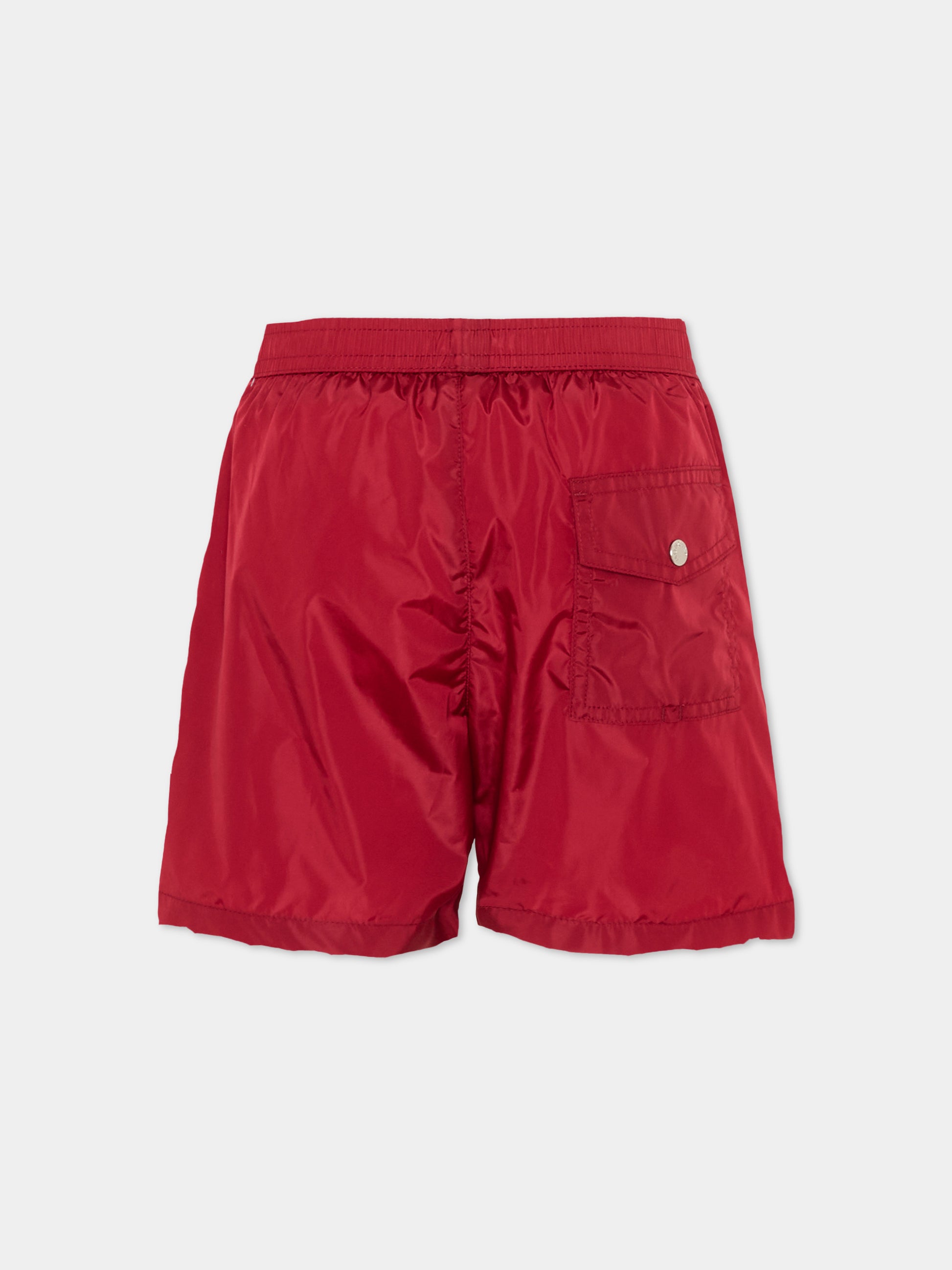 Boxer mare rosso per bambino con logo,Moncler Kids,L1954 2C00005 53326 439