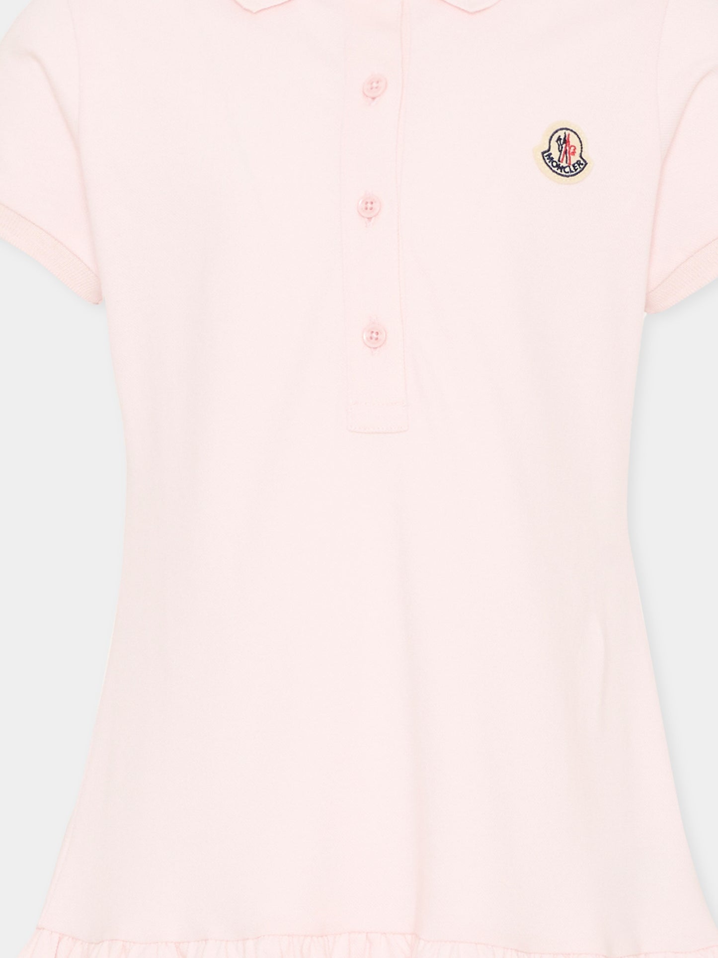 Vestito rosa polo per bambina con logo,Moncler Kids,L1954 8I00014 8496F 503