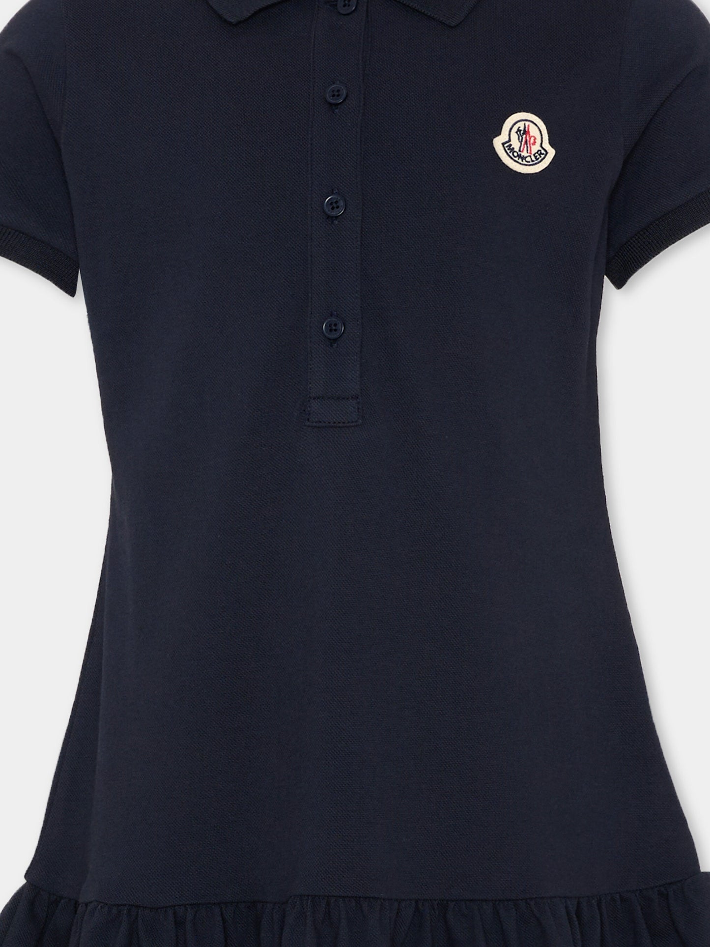 Vestito blu polo per bambina con logo,Moncler Kids,L1954 8I00014 8496F 773