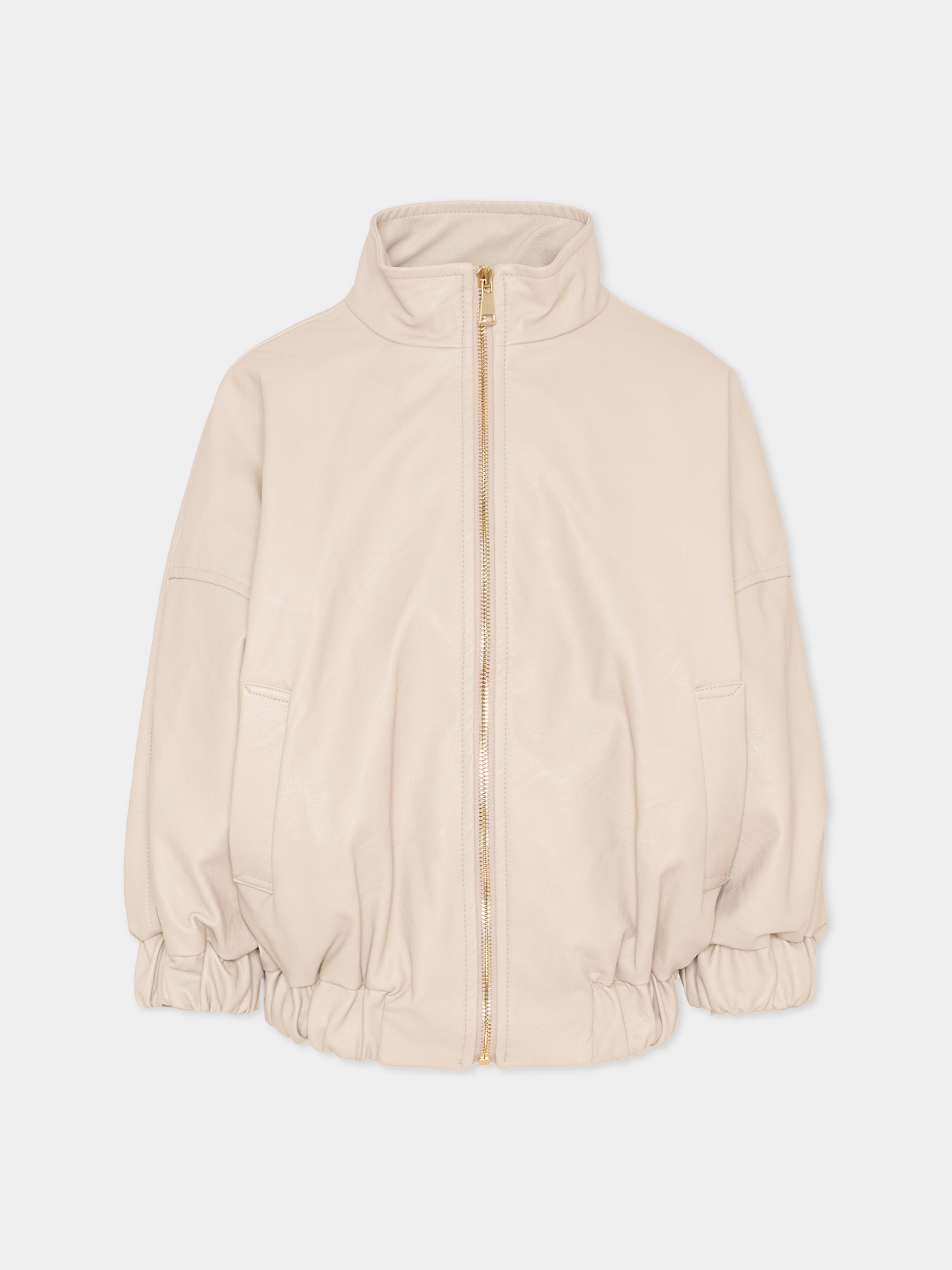 Bomber beige per bambina con logo,Douuod Kids,DY2P57-H0076 108