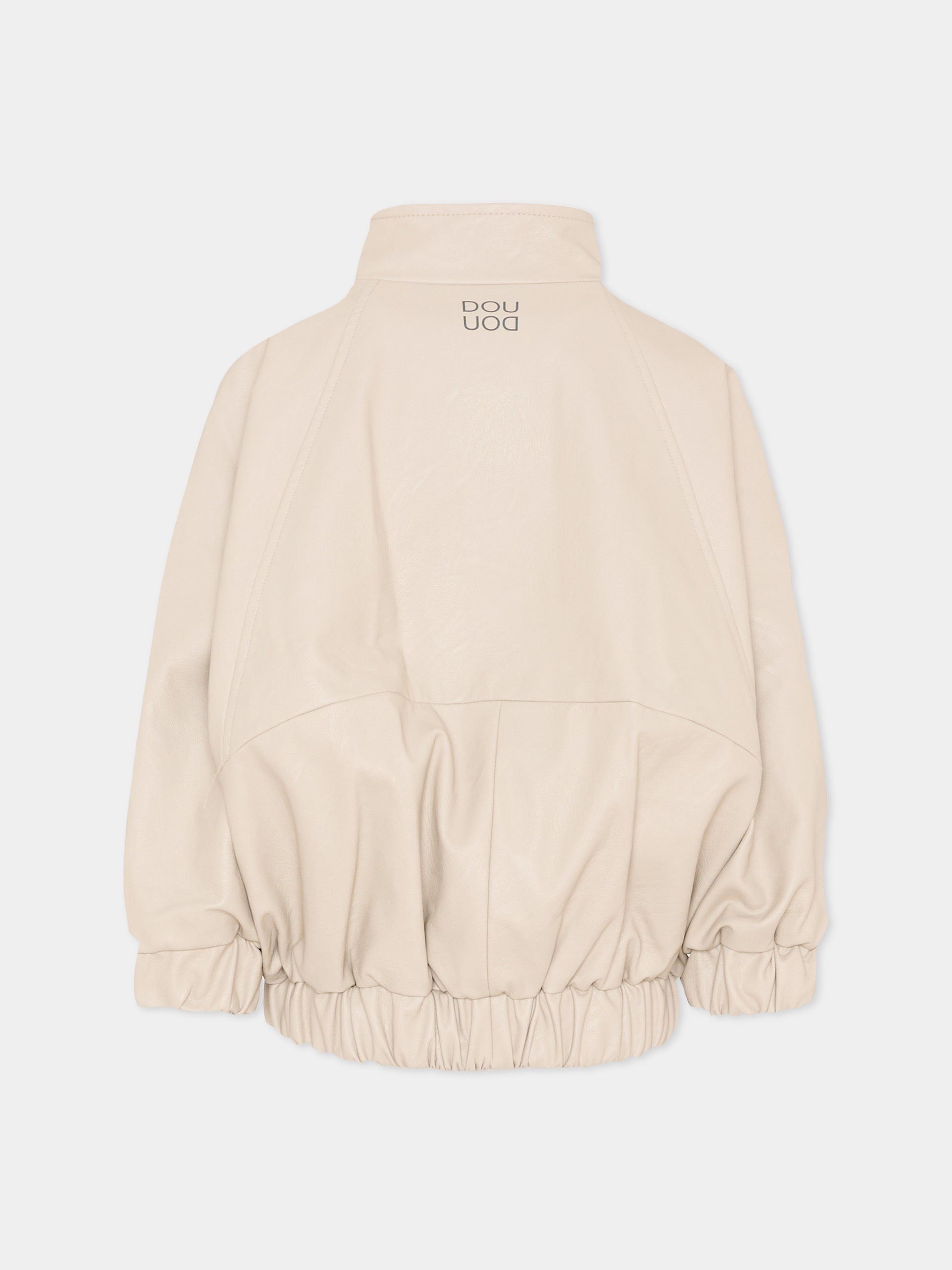 Bomber beige per bambina con logo,Douuod Kids,DY2P57-H0076 108