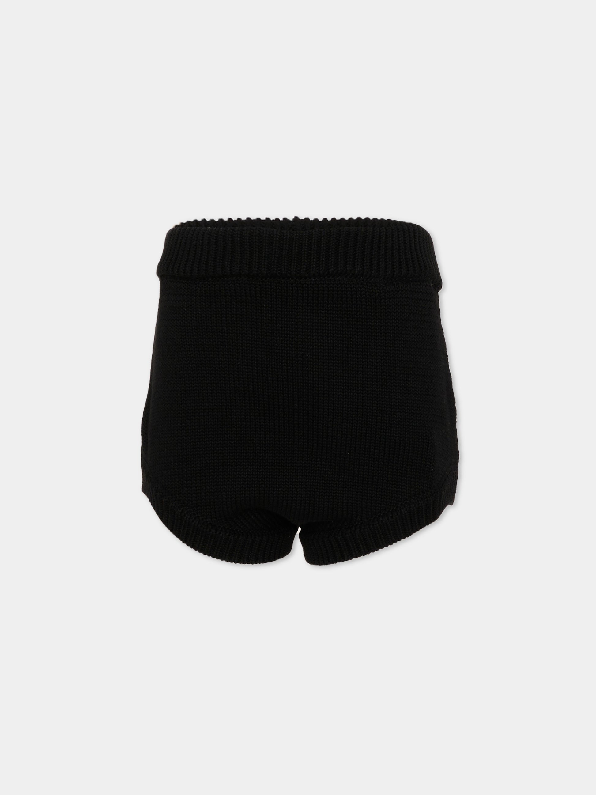 Shorts neri per bambina in maglia,Douuod Kids,DY6B19-X0071 930