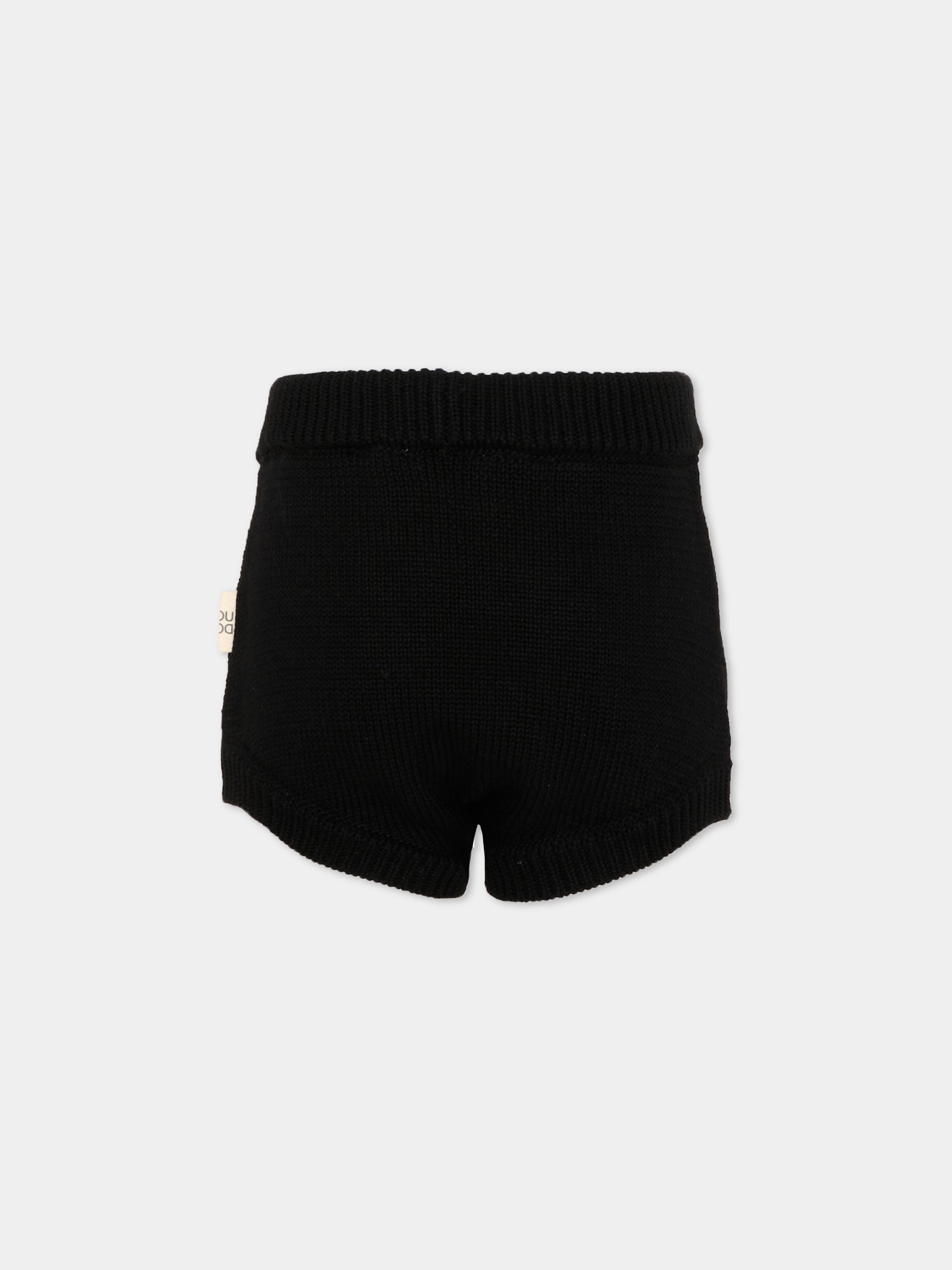 Shorts neri per bambina in maglia,Douuod Kids,DY6B19-X0071 930