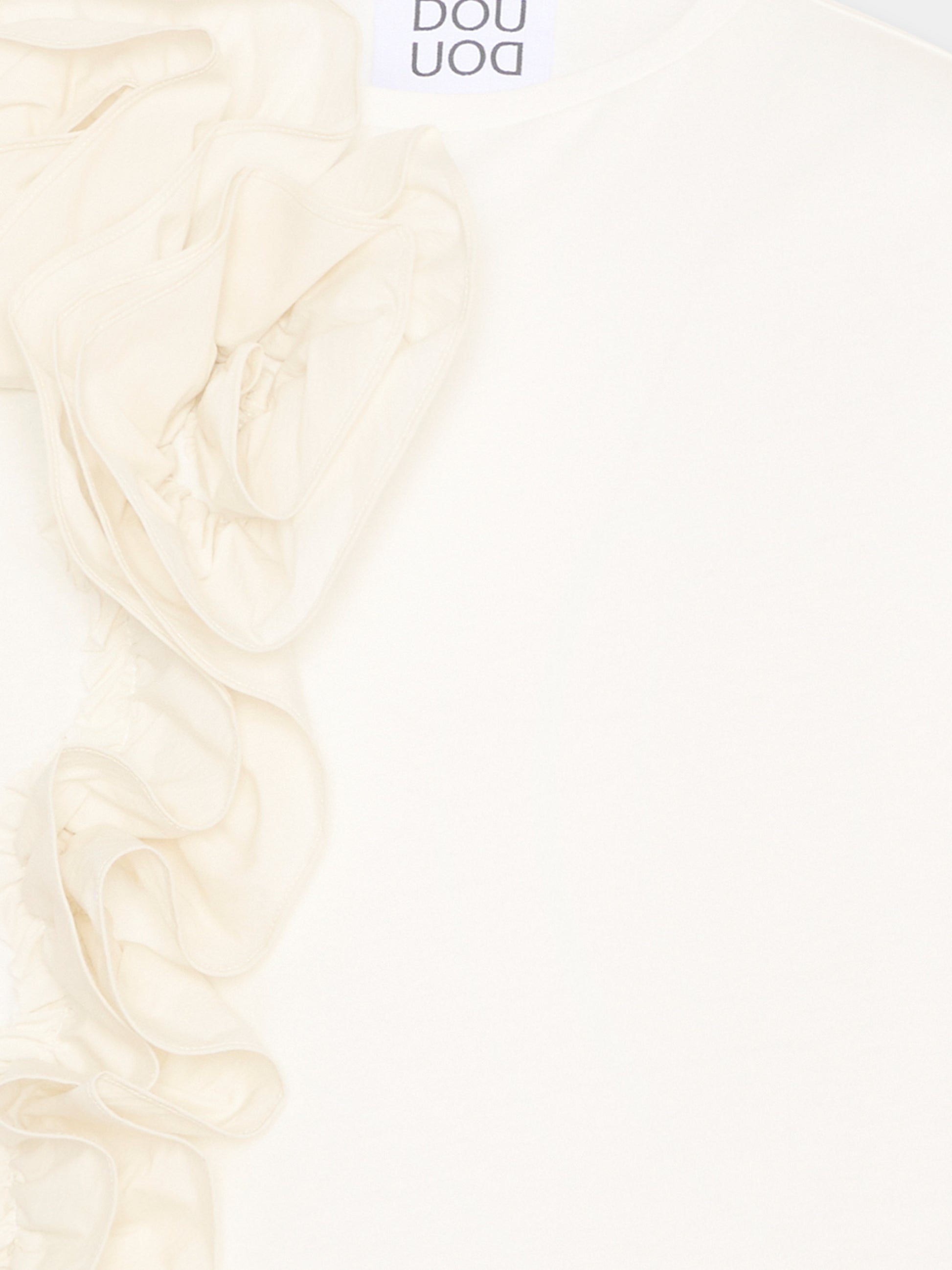 T-shirt avorio per bambina con maxi ruches,Douuod Kids,DY8A61-Z3708 101