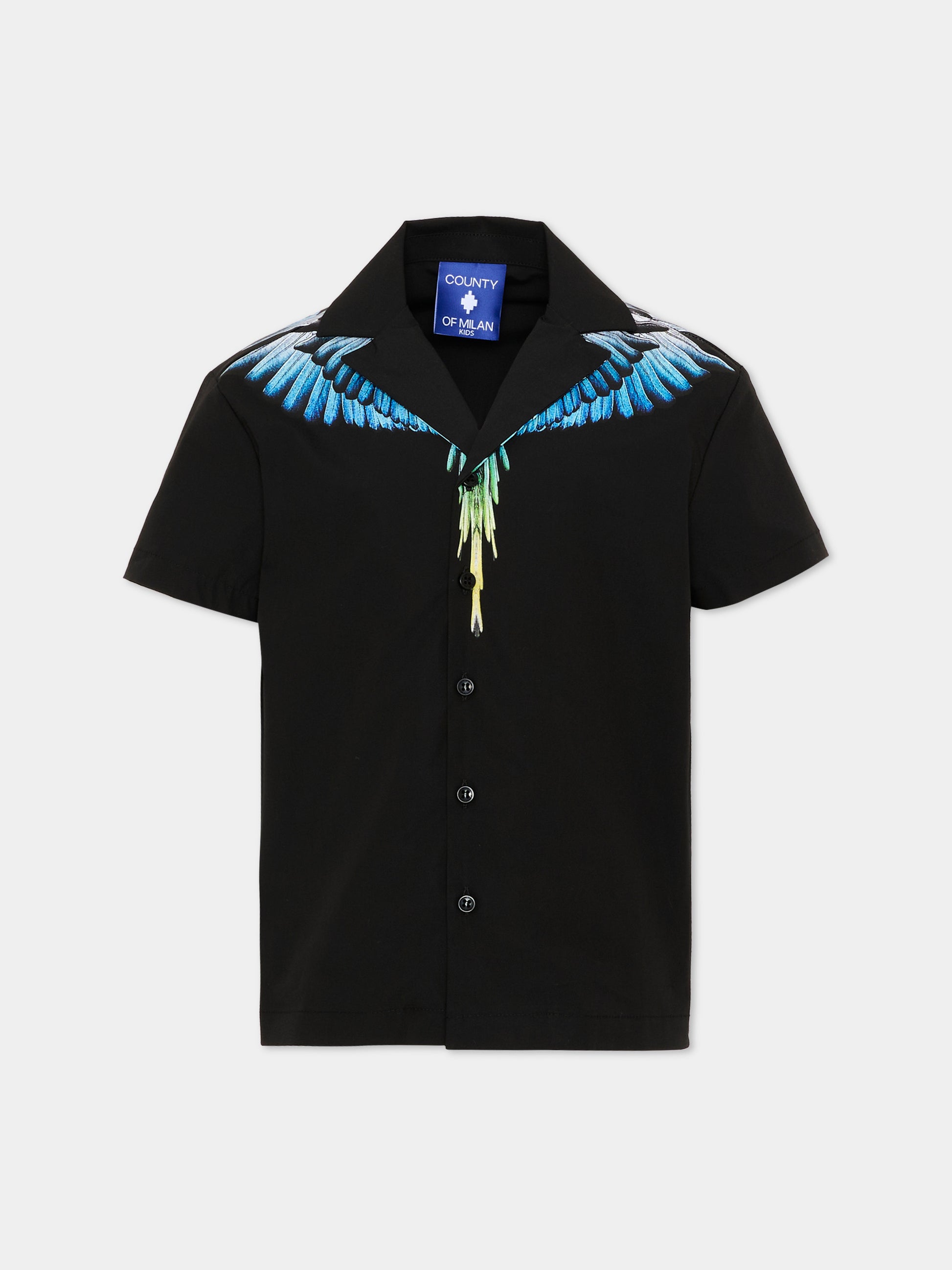 Camicia nera per bambino con ali,County Of Milan Kids,S6CMJBSI123 110