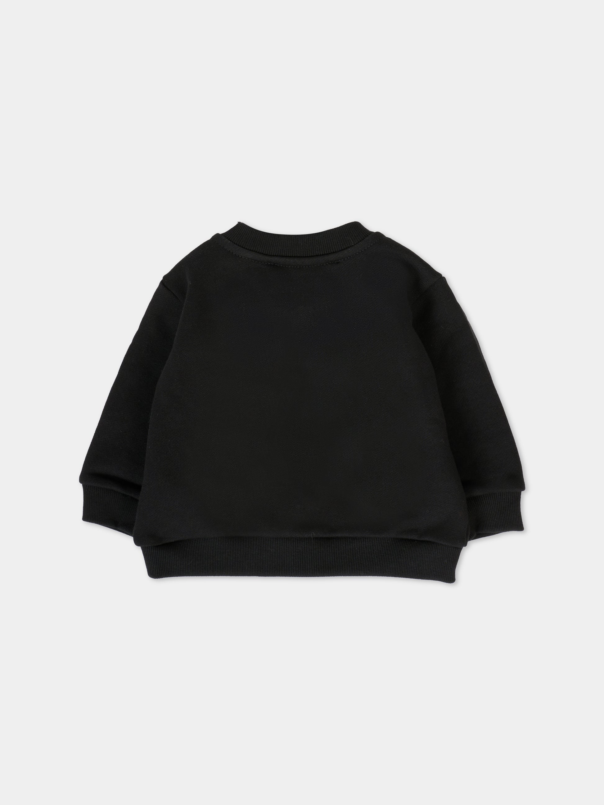 Felpa nera per neonati con logo dorato,Balmain Kids,6R4530 Z0739 930OR