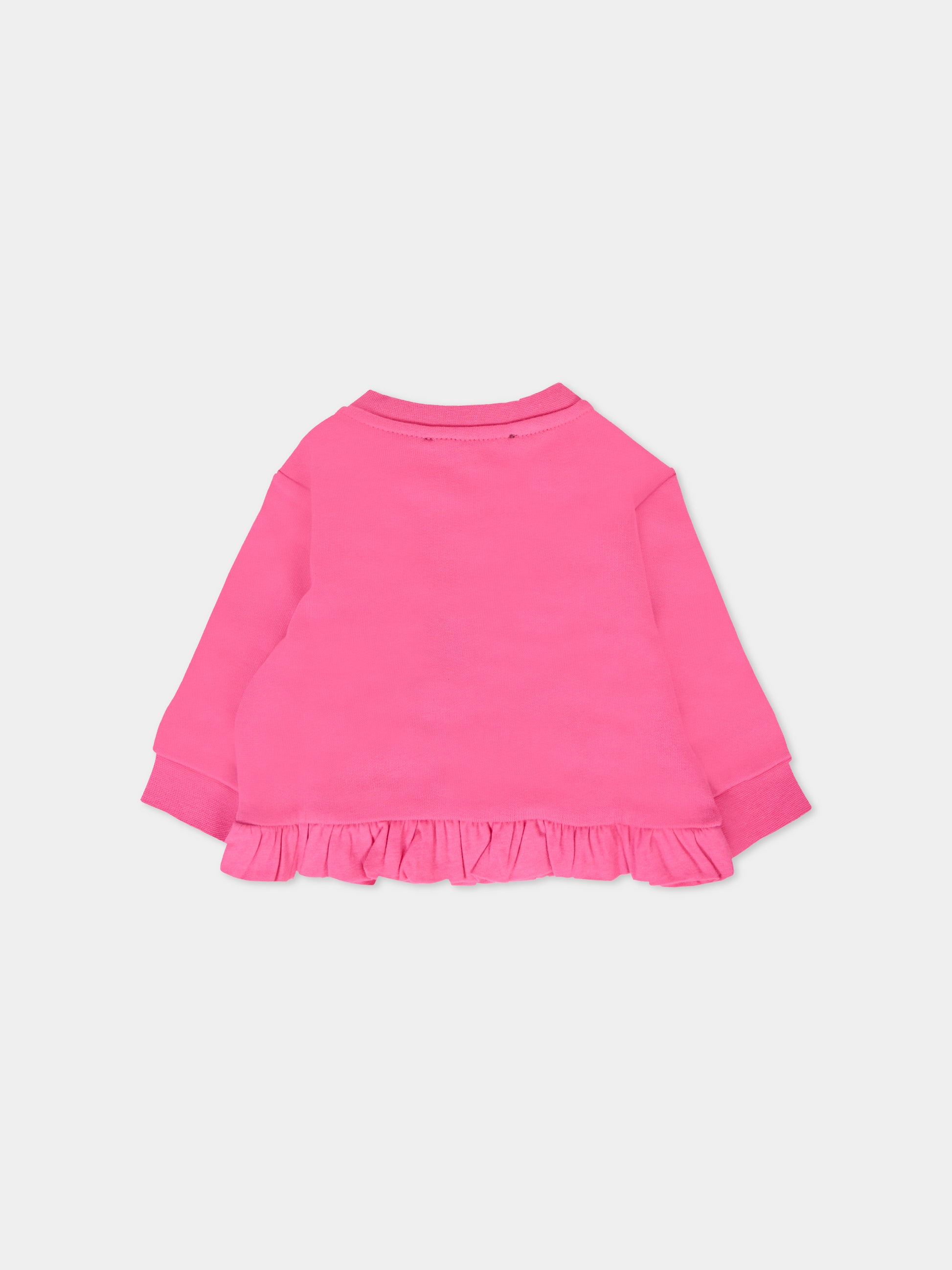 Felpa fucsia per neonata con logo,Balmain Kids,6R4010 Z0114 514BC