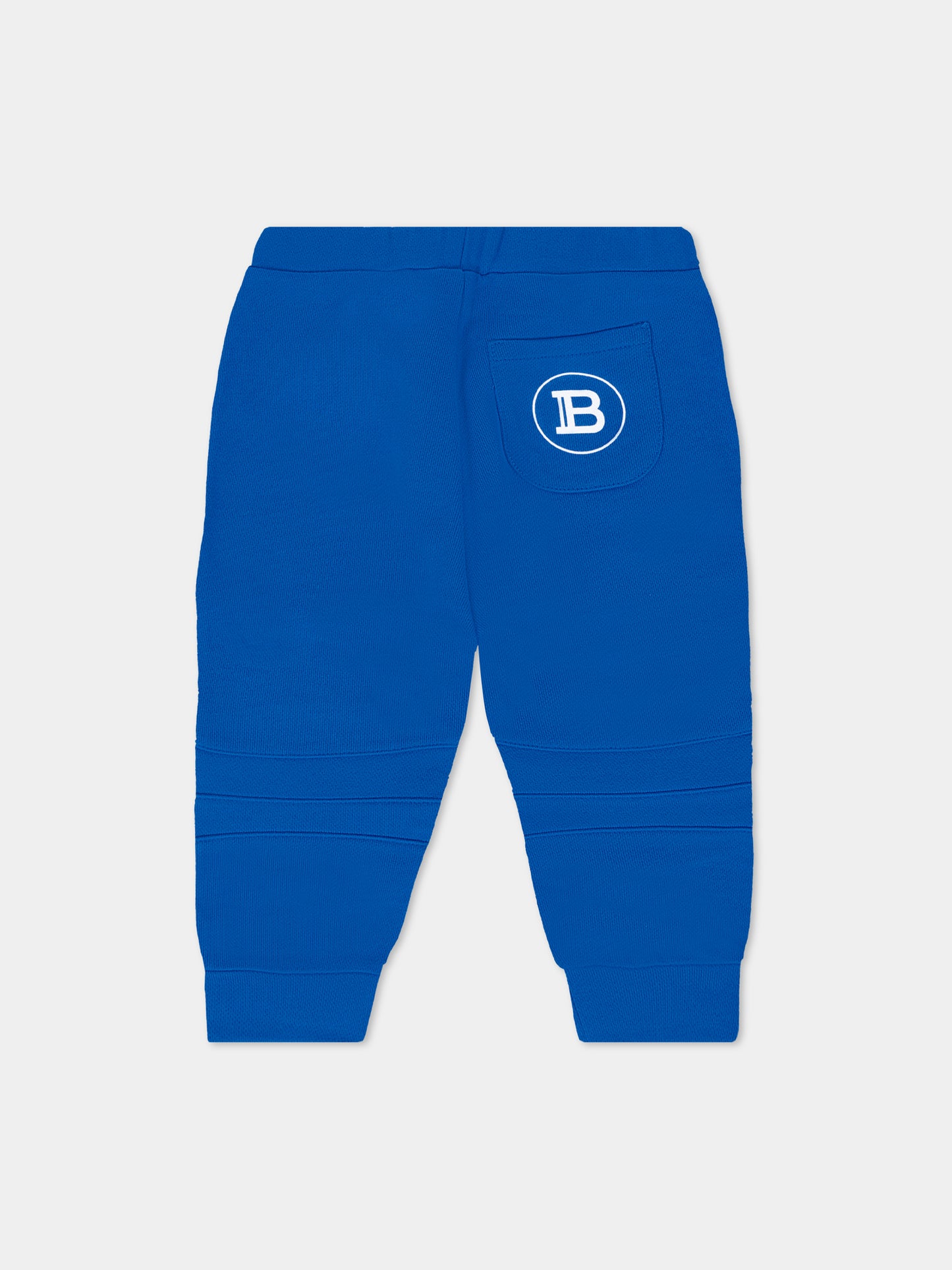 Pantaloni azzurri per neonato con logo,Balmain Kids,6R6540 Z0001 612BC