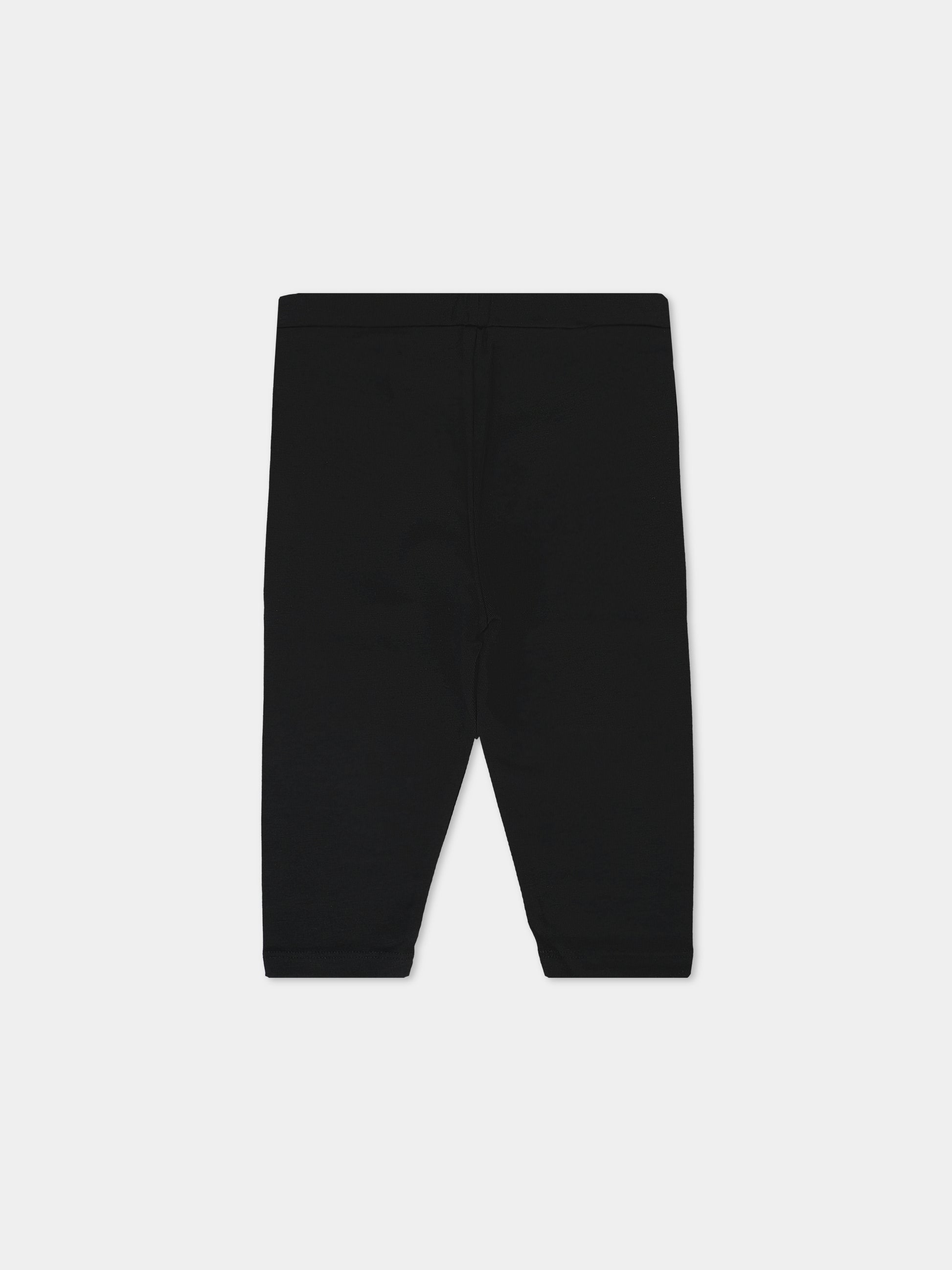 Leggings neri per neonata con logo,Balmain Kids,BT6020 Z1532 930BC