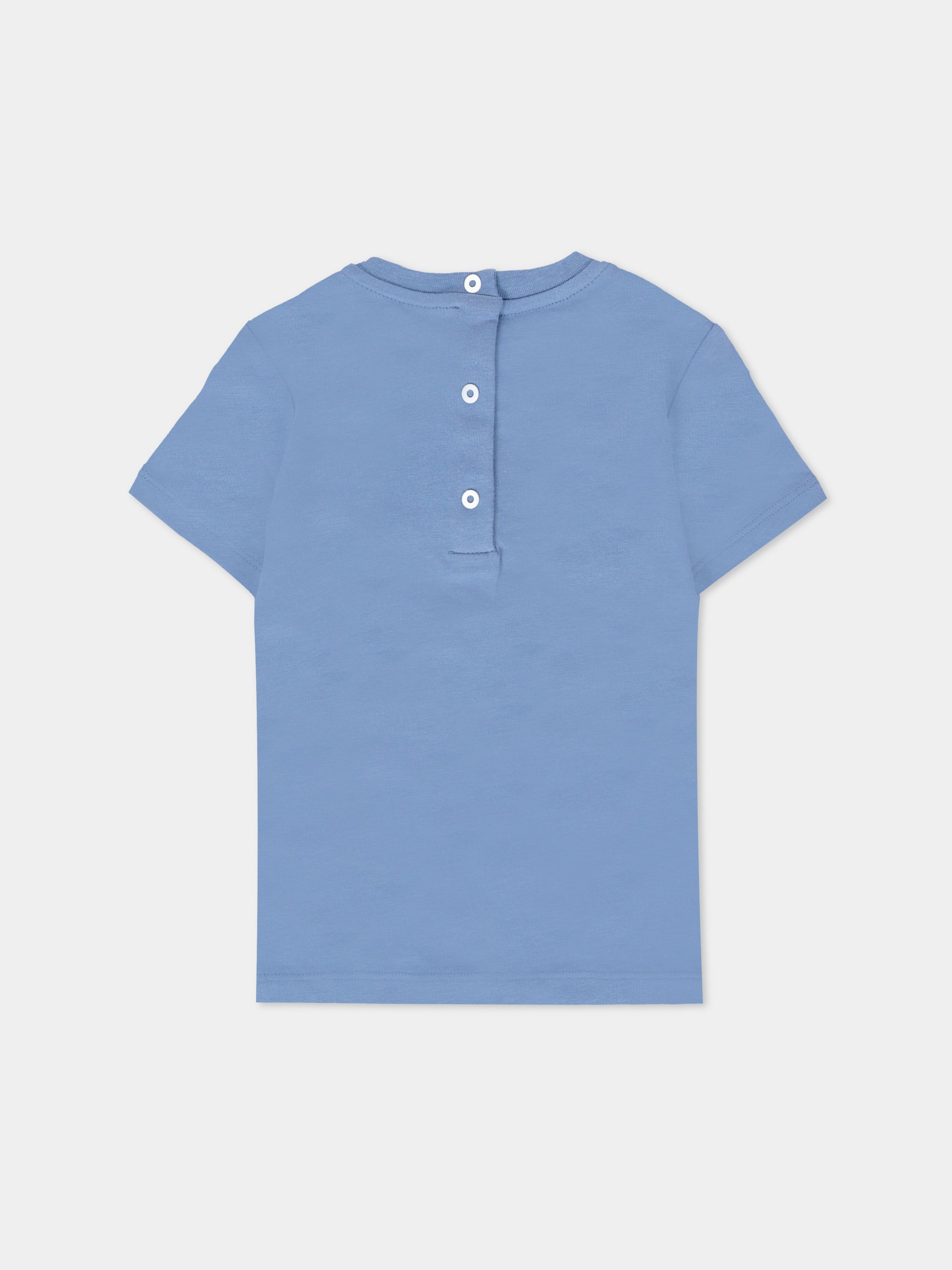 T-shirt blu per neonati con logo bianco,Balmain Kids,BT8571 Z0116 668