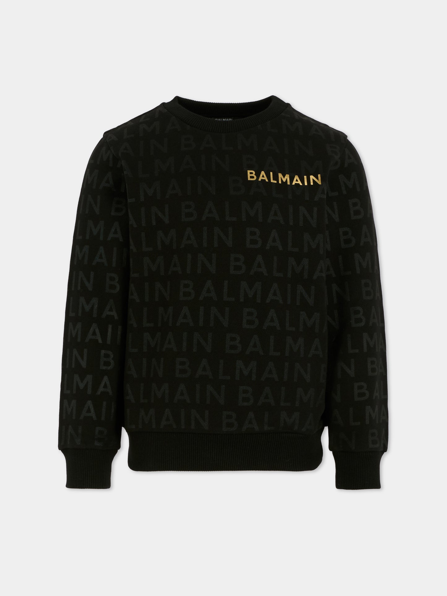 Felpa nera per bambini con logo,Balmain Kids,BT4P90 Z1524 930NE