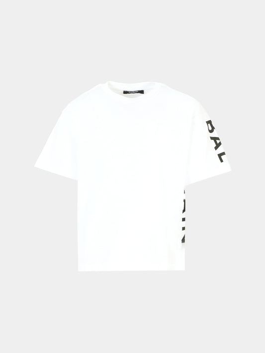 T-shirt bianca per bambini con logo,Balmain Kids,BT8P51 Z0082 100NE