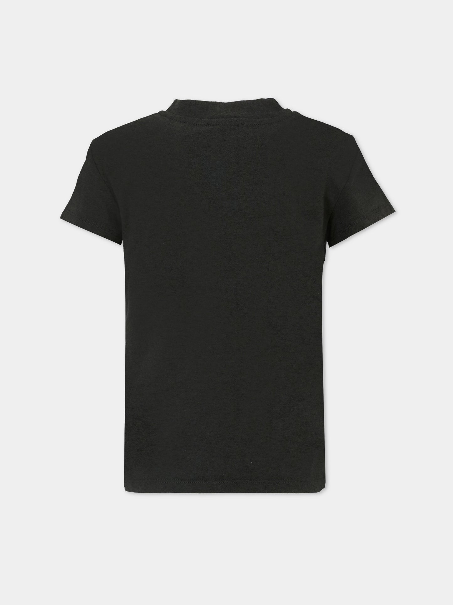 T-shirt nera per bambina con logo in lurex,Balmain Kids,BT8B71 Z1764 930