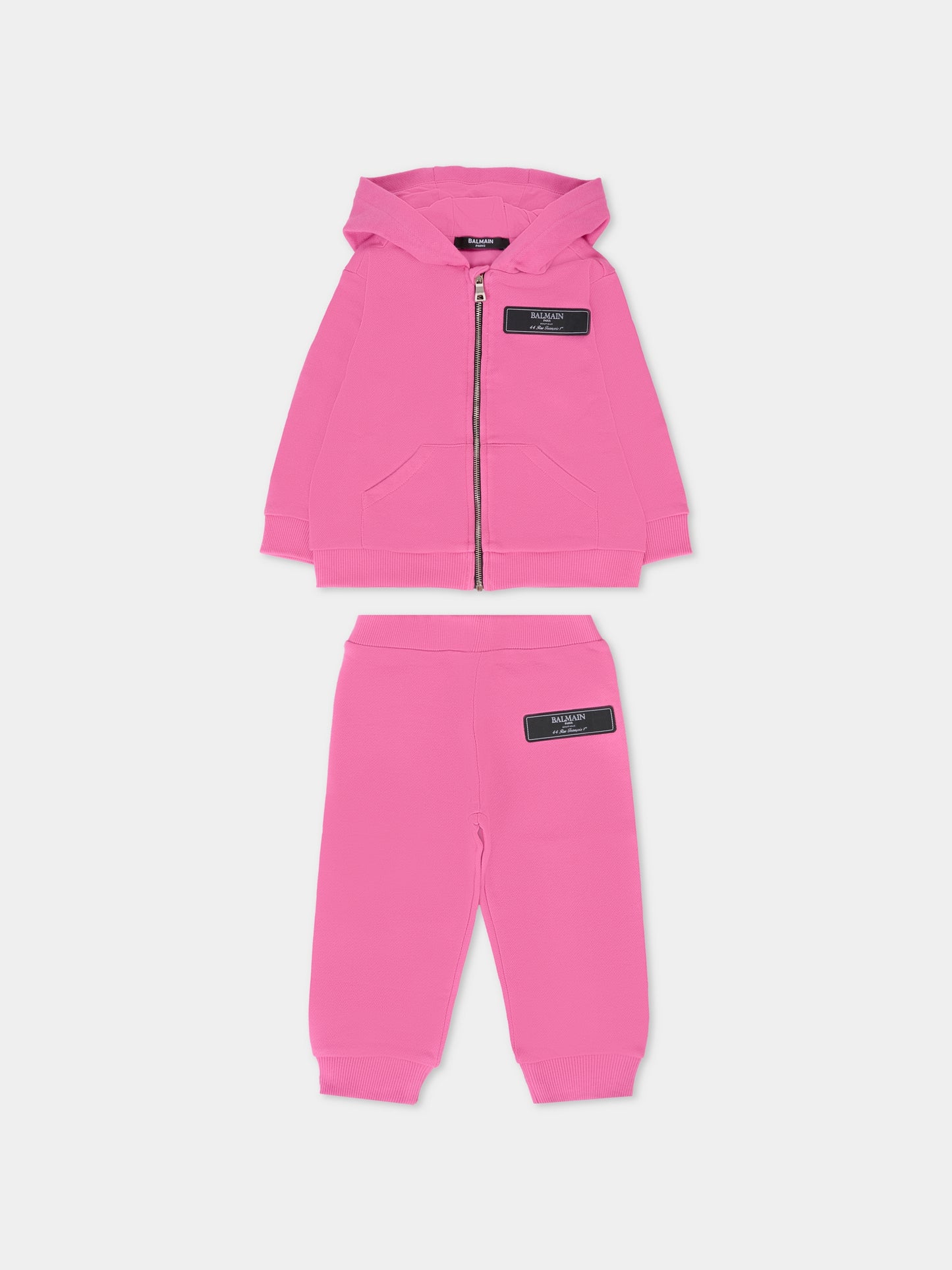 Completo fucsia per neonata con patch,Balmain Kids,BV3520 Z0001 543