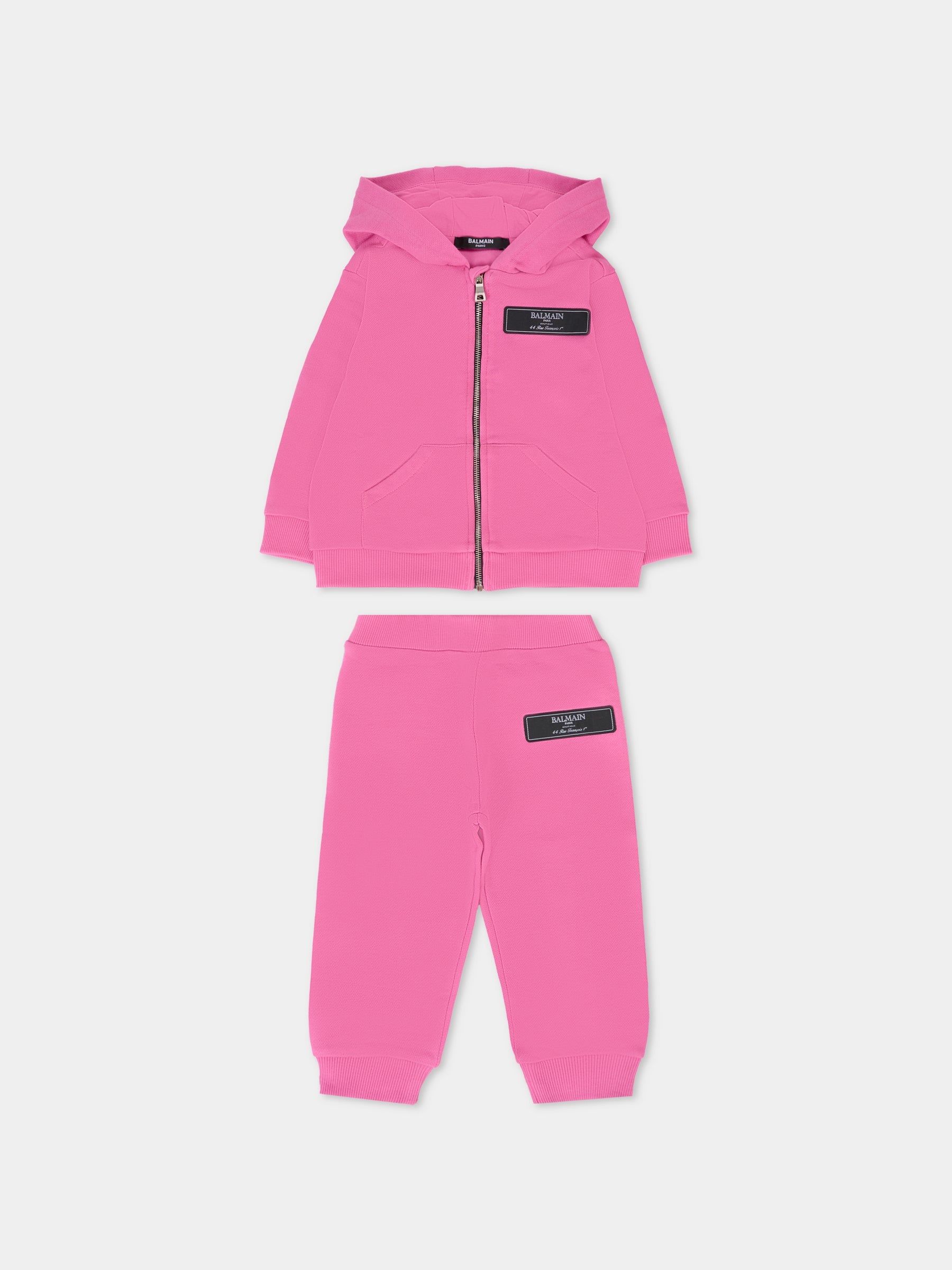 Completo fucsia per neonata con patch,Balmain Kids,BV3520 Z0001 543