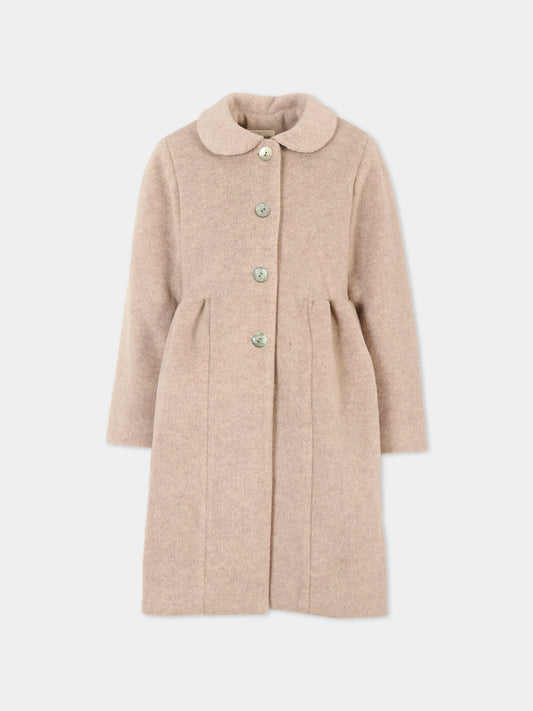 Cappotto beige per bambina,Caffe' D'orzo,ZT2A00 E0127 110