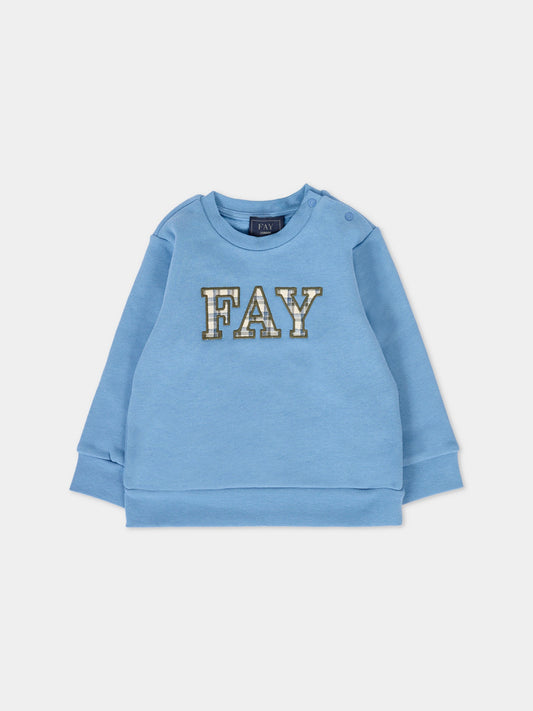 Felpa azzurra per neonato con logo,Fay Kids,FV4500 Z0763 645