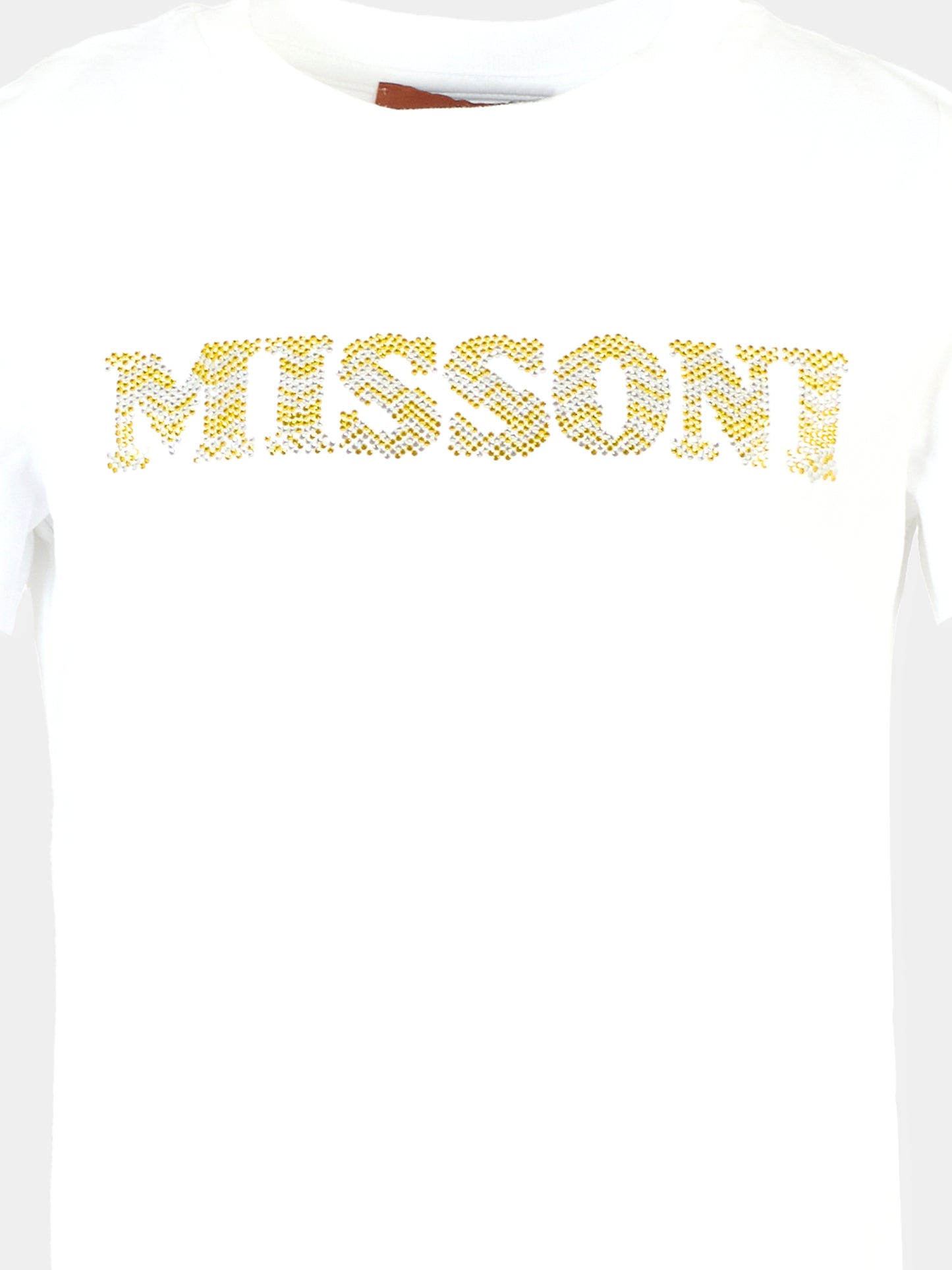 T-shirt bianca per bambina con logo giallo,Missoni,MT8A91 J0177 100GL