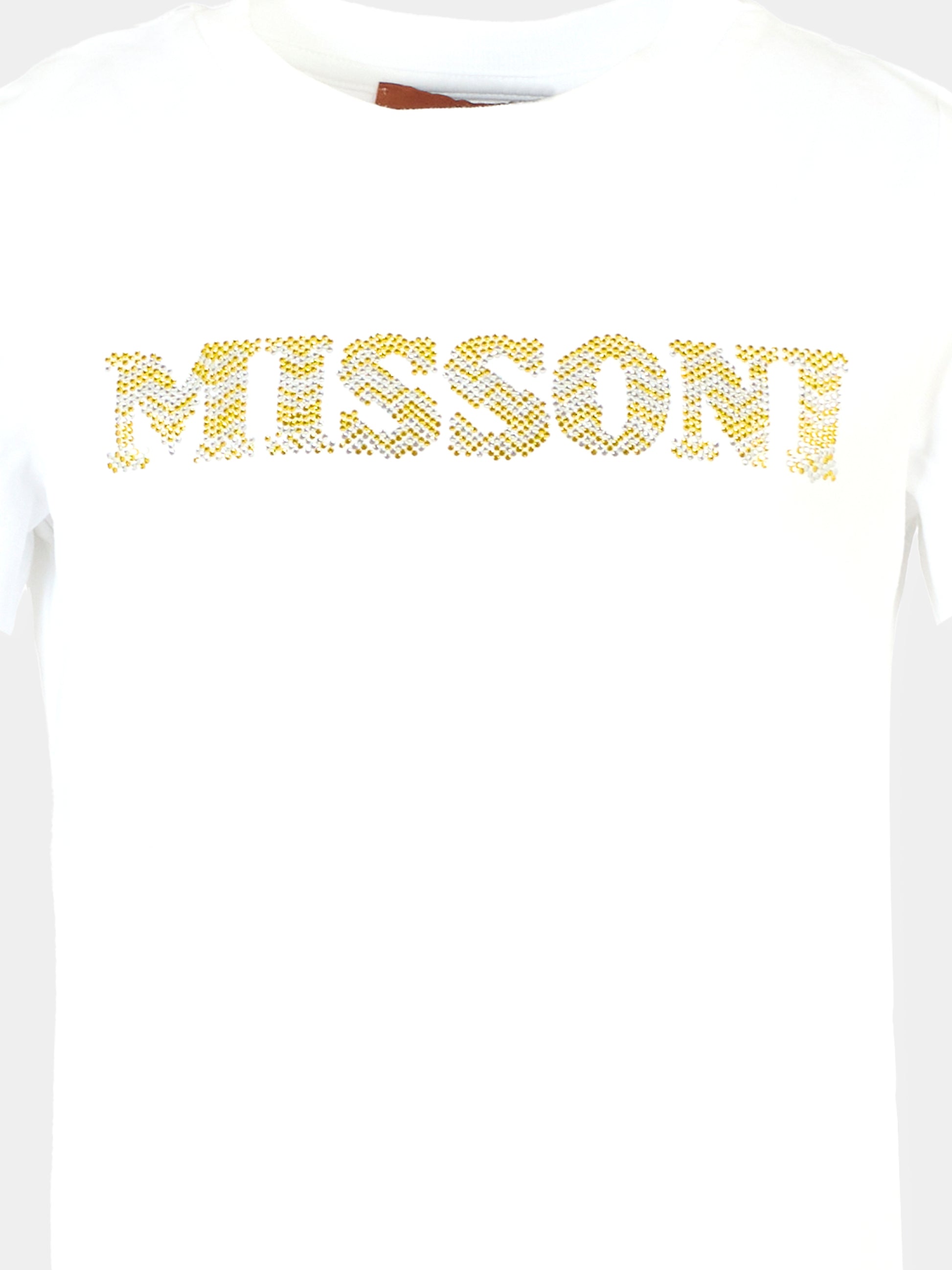 T-shirt bianca per bambina con logo giallo,Missoni,MT8A91 J0177 100GL