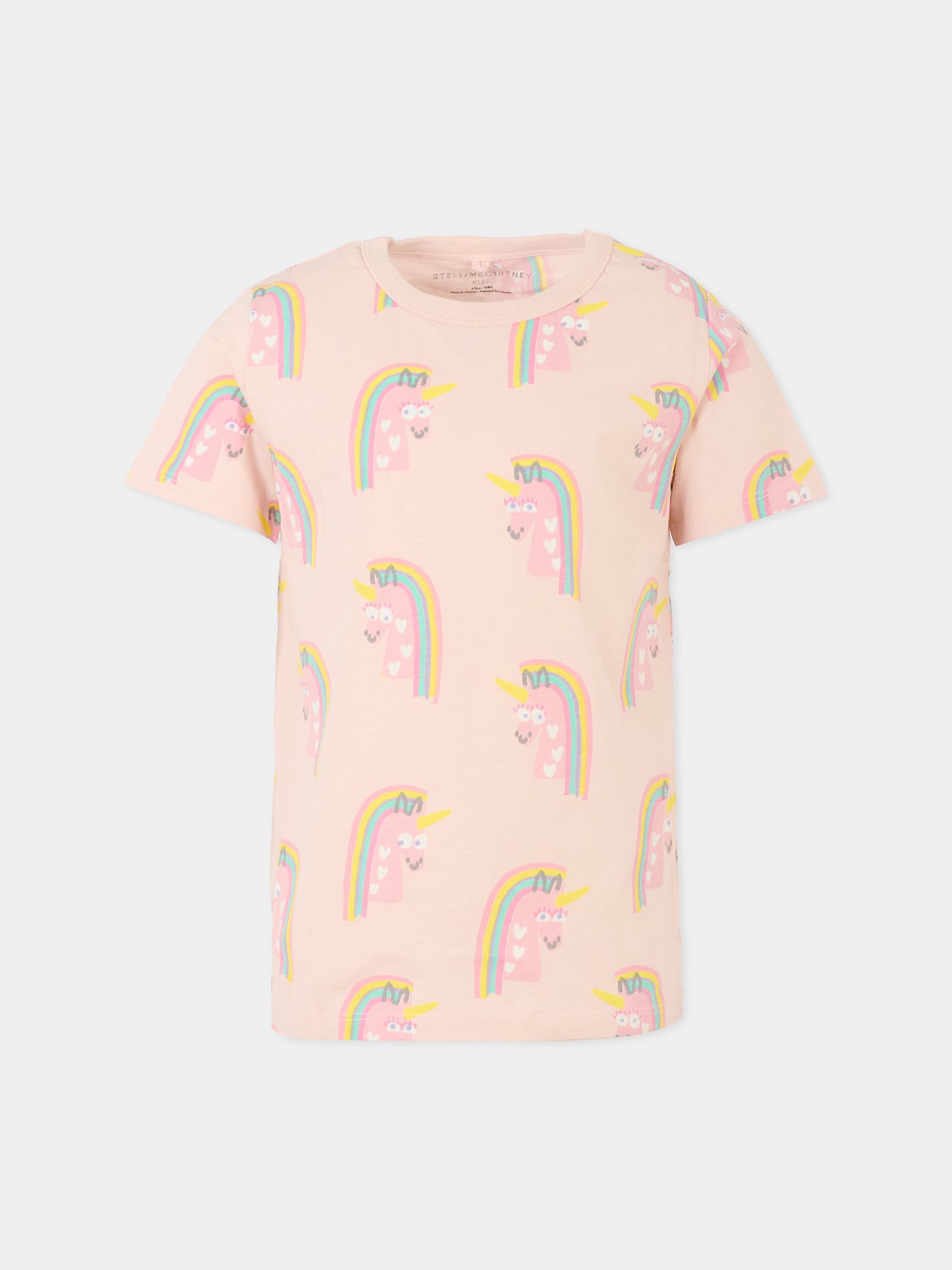 T-shirt rosa per bambina con unicorni,Stella Mccartney Kids,TT8E01 Z1343 505MC