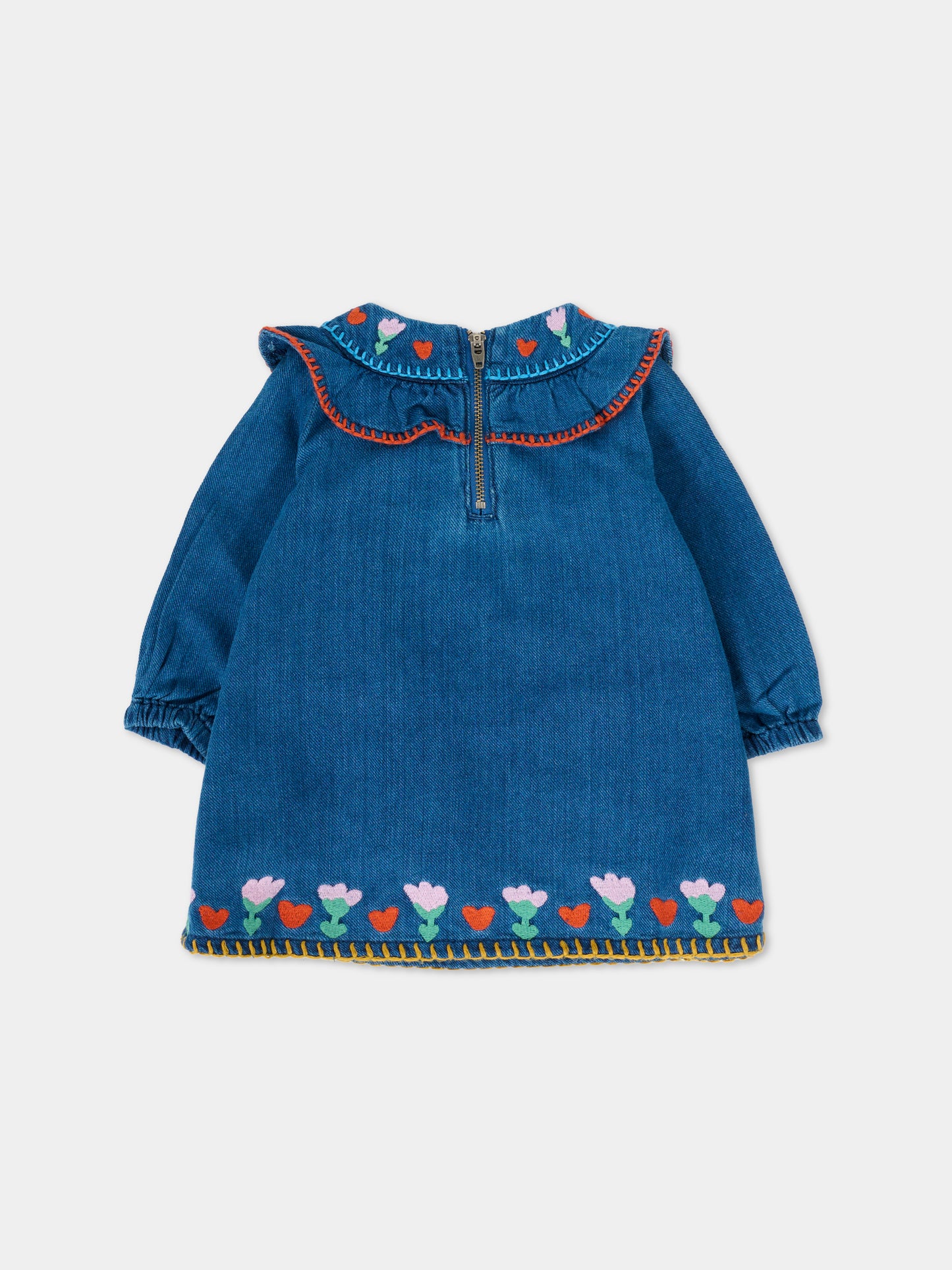 Vestito blu per neonata con fiori ricamati,Stella Mccartney Kids,TT1091 Z1267 618
