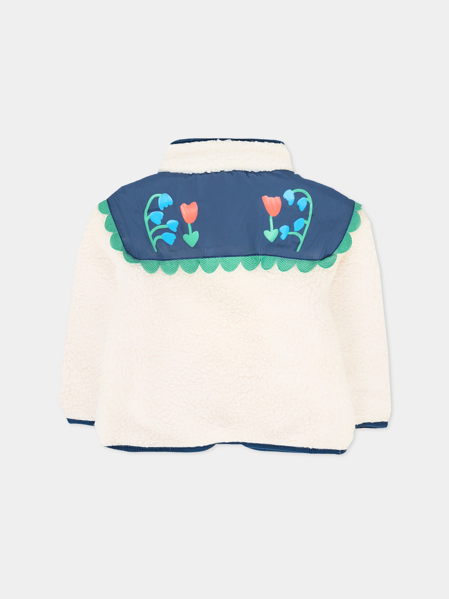 Ecopelliccia avorio per neonata con fiori,Stella Mccartney Kids,TT2097 Z0506 101