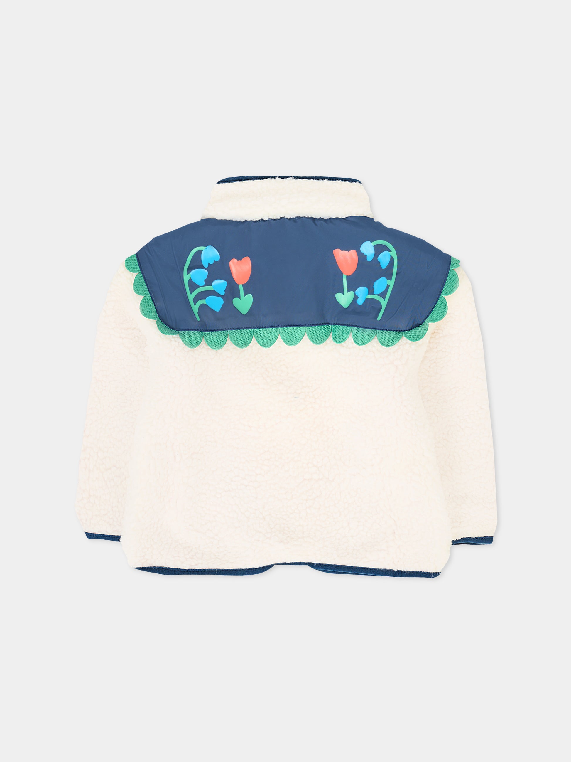Ecopelliccia avorio per neonata con fiori,Stella Mccartney Kids,TT2097 Z0506 101