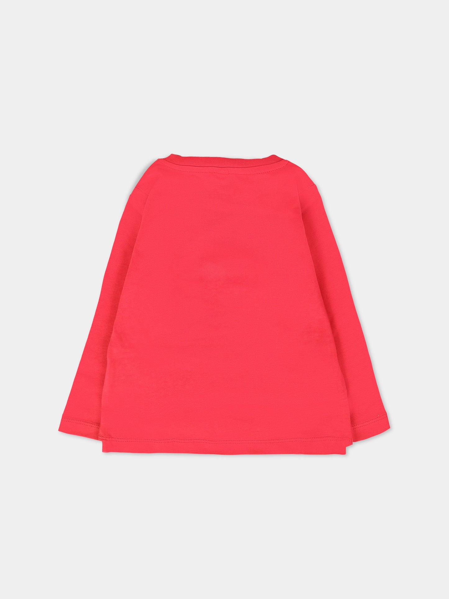 T-shirt rossa per neonato con pinguino,Stella Mccartney Kids,TT8670 Z0434 412